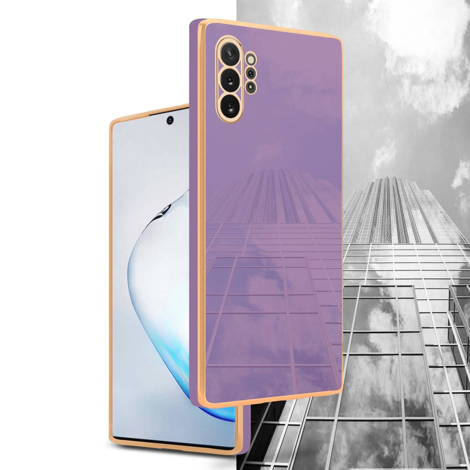 Cadorabo Schutzhülle für Samsung Galaxy NOTE 10 PLUS Hülle in Lila Handyhülle TPU Silikon Kameraschutz Etui Case