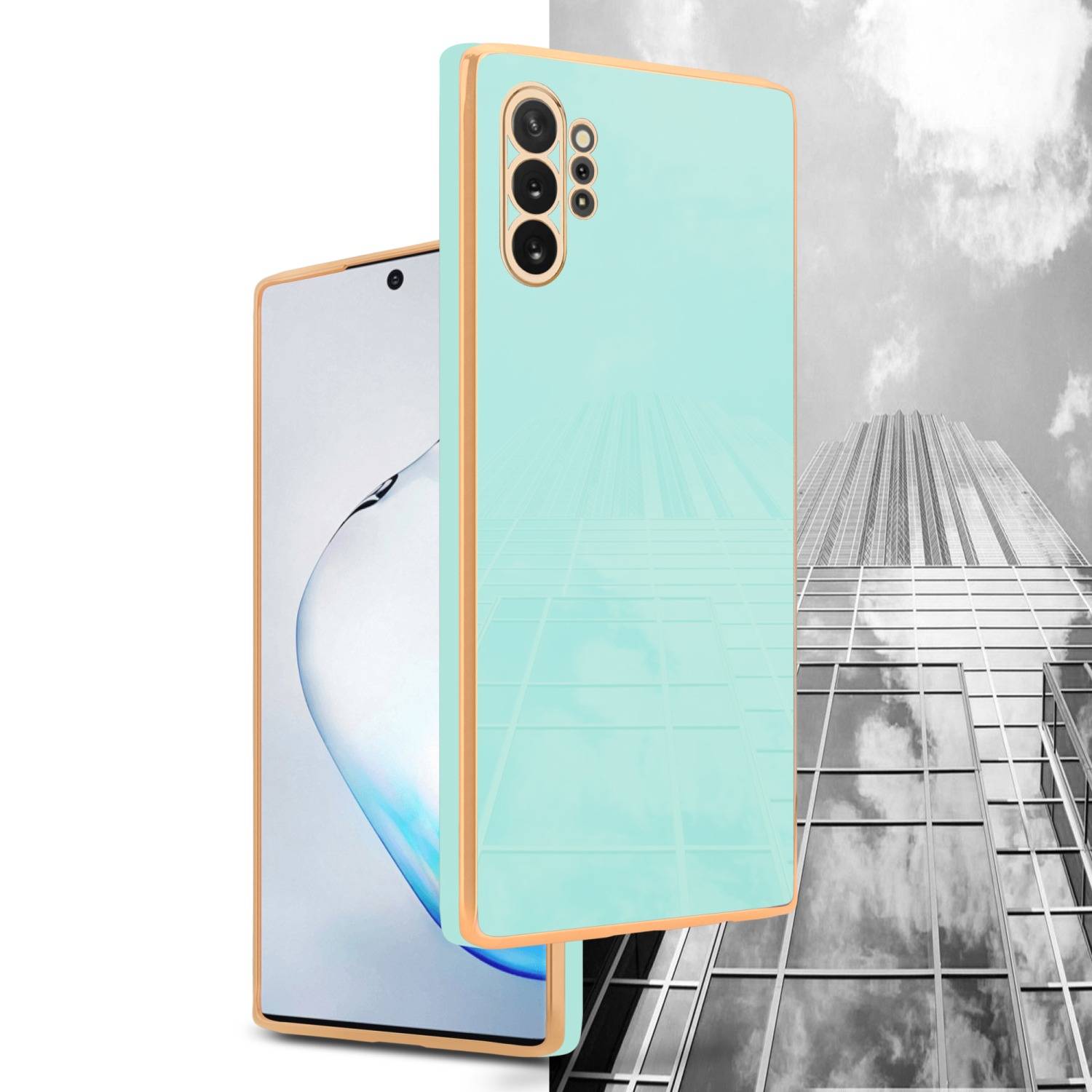 Cadorabo Schutzhülle für Samsung Galaxy NOTE 10 PLUS Hülle in Grün Handyhülle TPU Silikon Kameraschutz Etui Case
