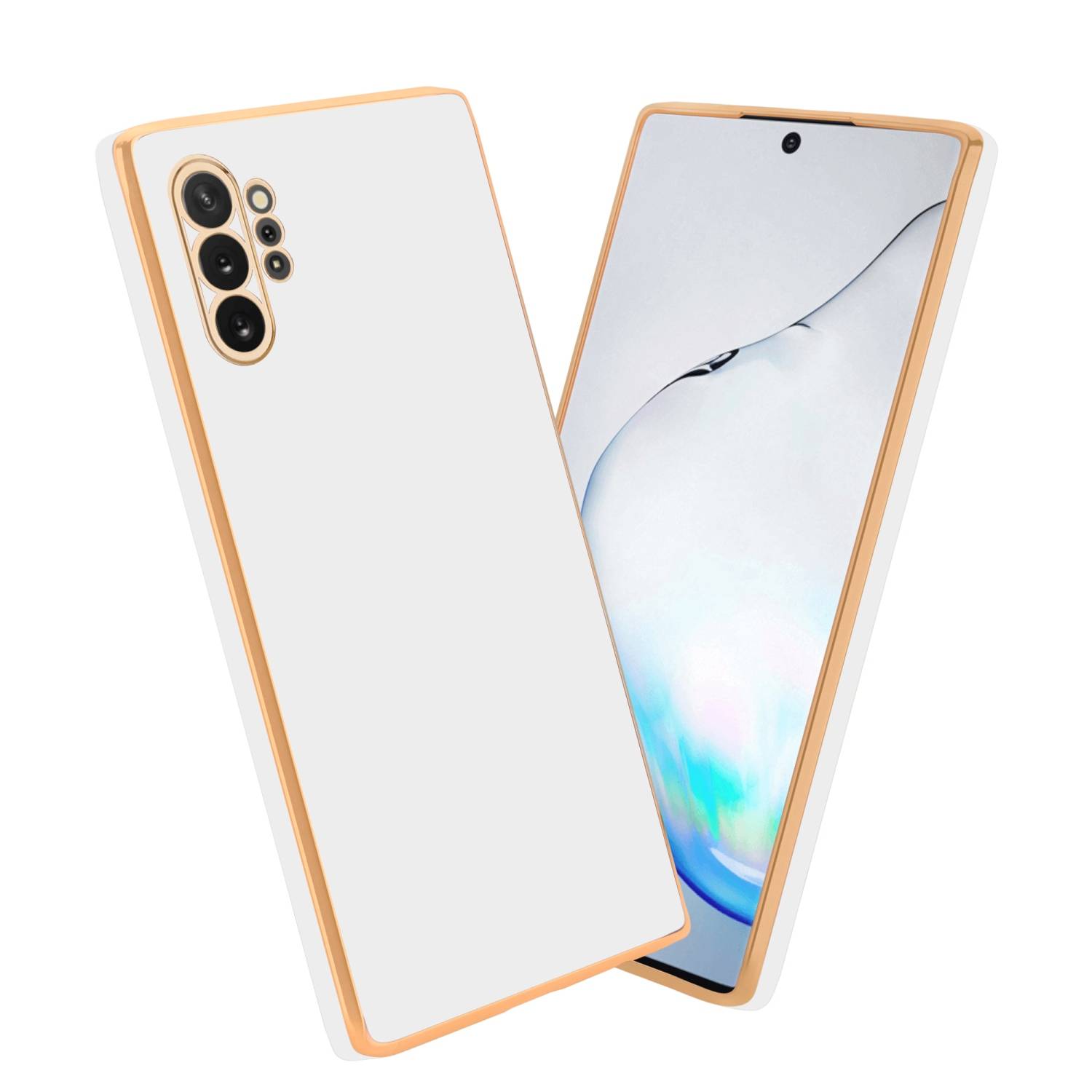 Cadorabo Schutzhülle für Samsung Galaxy NOTE 10 PLUS Hülle in Weiß Handyhülle TPU Silikon Kameraschutz Etui Case