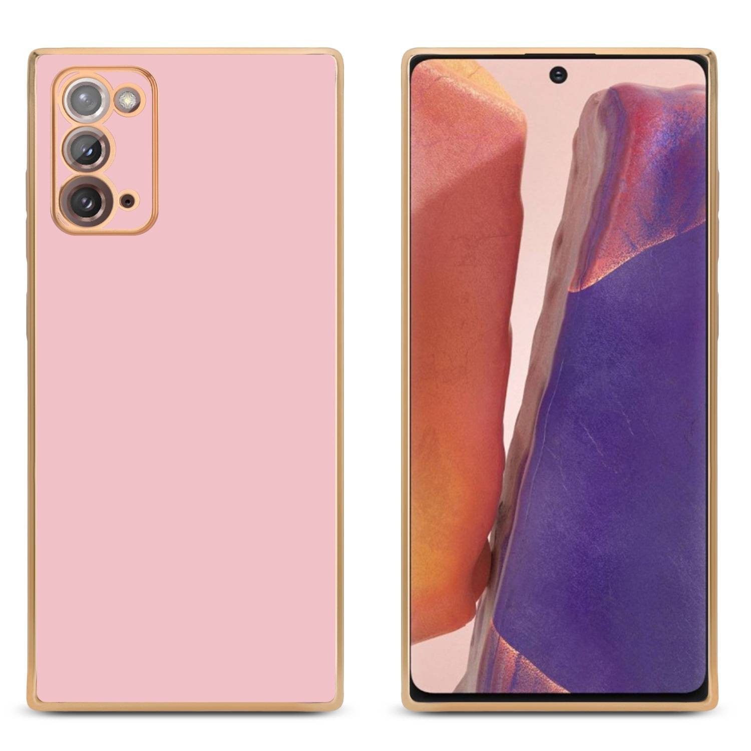 Cadorabo Schutzhülle für Samsung Galaxy NOTE 20 Hülle in Rosa Handyhülle TPU Silikon Kameraschutz Etui Case