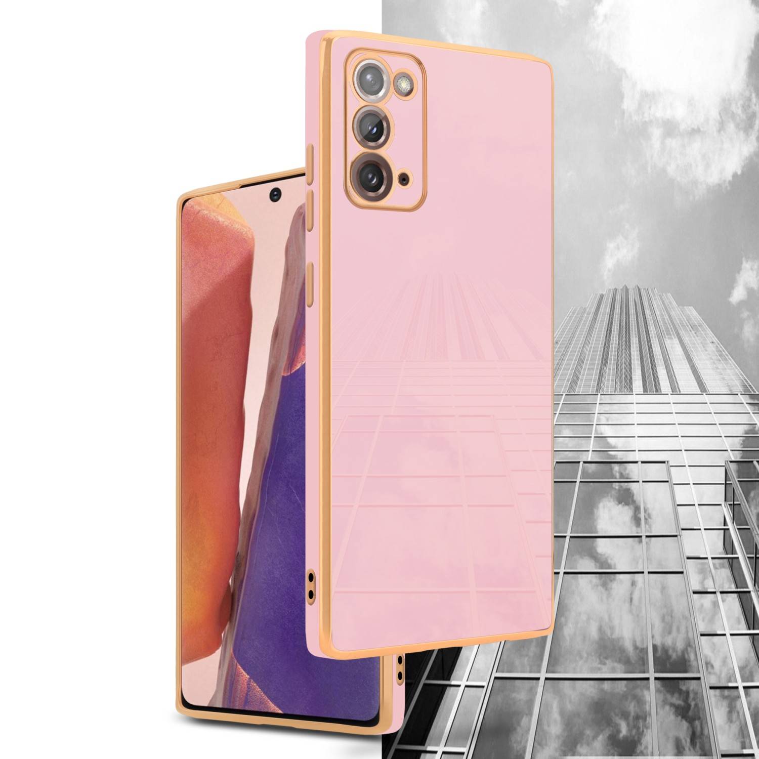 Cadorabo Schutzhülle für Samsung Galaxy NOTE 20 Hülle in Rosa Handyhülle TPU Silikon Kameraschutz Etui Case