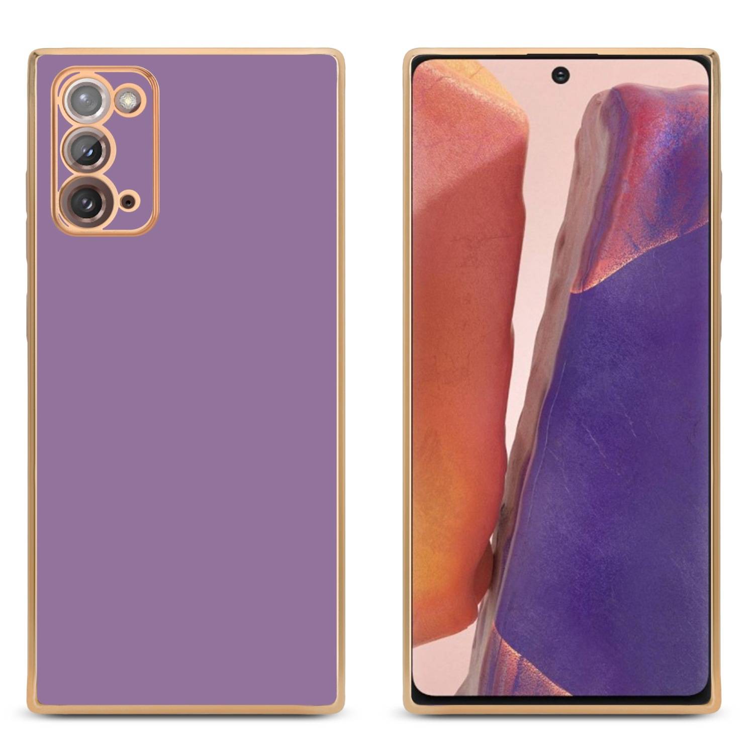 Cadorabo Schutzhülle für Samsung Galaxy NOTE 20 Hülle in Lila Handyhülle TPU Silikon Kameraschutz Etui Case