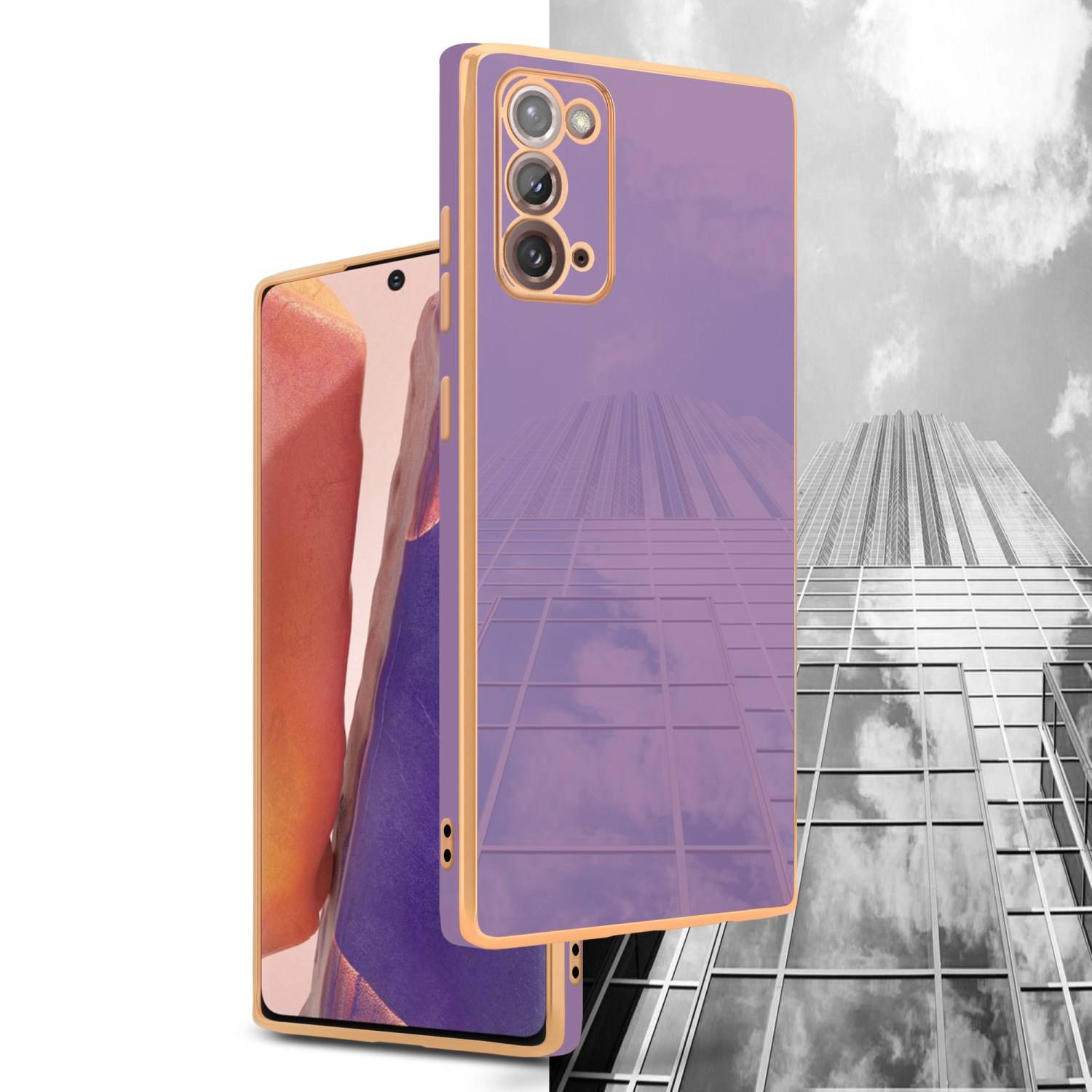 Cadorabo Schutzhülle für Samsung Galaxy NOTE 20 Hülle in Lila Handyhülle TPU Silikon Kameraschutz Etui Case