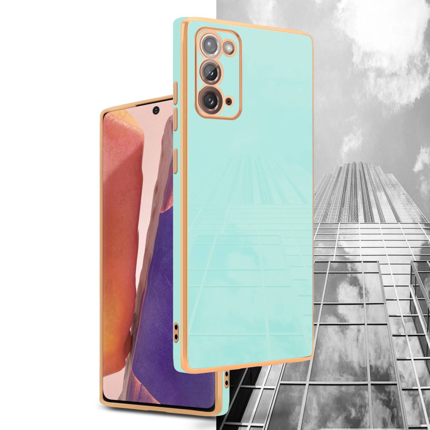 Cadorabo Schutzhülle für Samsung Galaxy NOTE 20 Hülle in Grün Handyhülle TPU Silikon Kameraschutz Etui Case