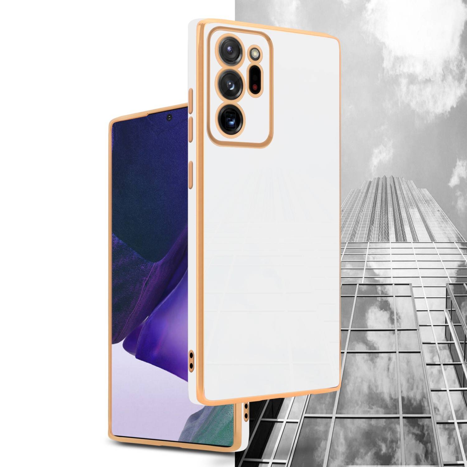 Cadorabo Schutzhülle für Samsung Galaxy NOTE 20 ULTRA Hülle in Weiß Handyhülle TPU Silikon Kameraschutz Etui Case