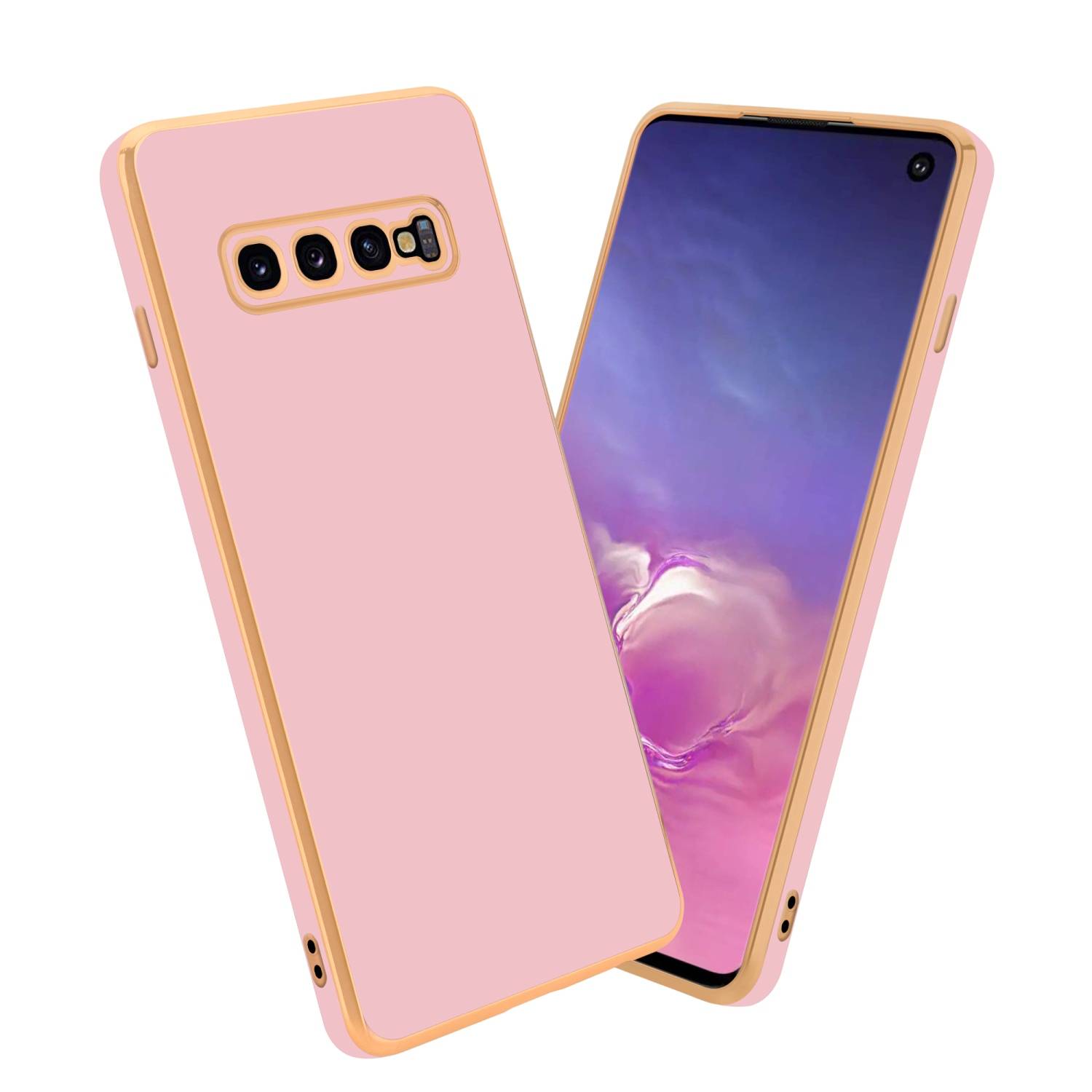 Cadorabo Schutzhülle für Samsung Galaxy S10 4G Hülle in Rosa Handyhülle TPU Silikon Kameraschutz Etui Case