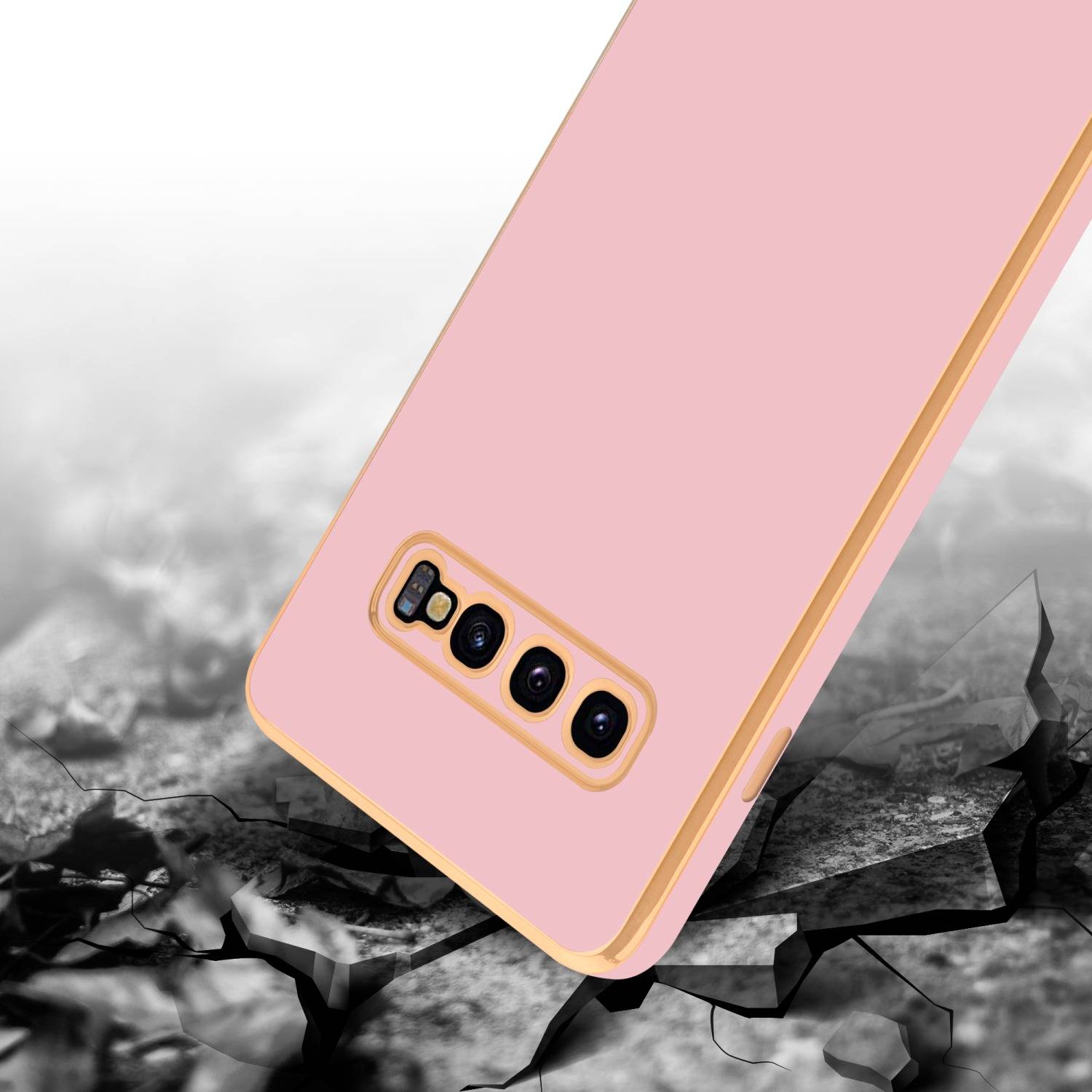Cadorabo Schutzhülle für Samsung Galaxy S10 4G Hülle in Rosa Handyhülle TPU Silikon Kameraschutz Etui Case