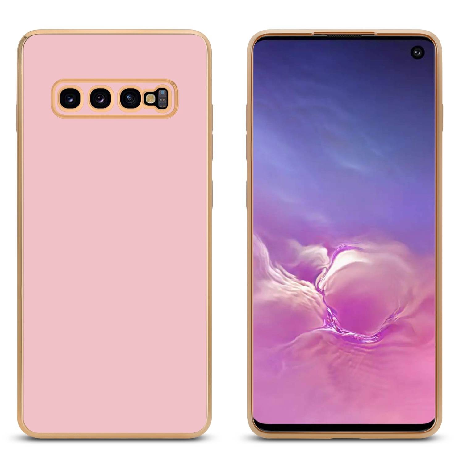 Cadorabo Schutzhülle für Samsung Galaxy S10 4G Hülle in Rosa Handyhülle TPU Silikon Kameraschutz Etui Case