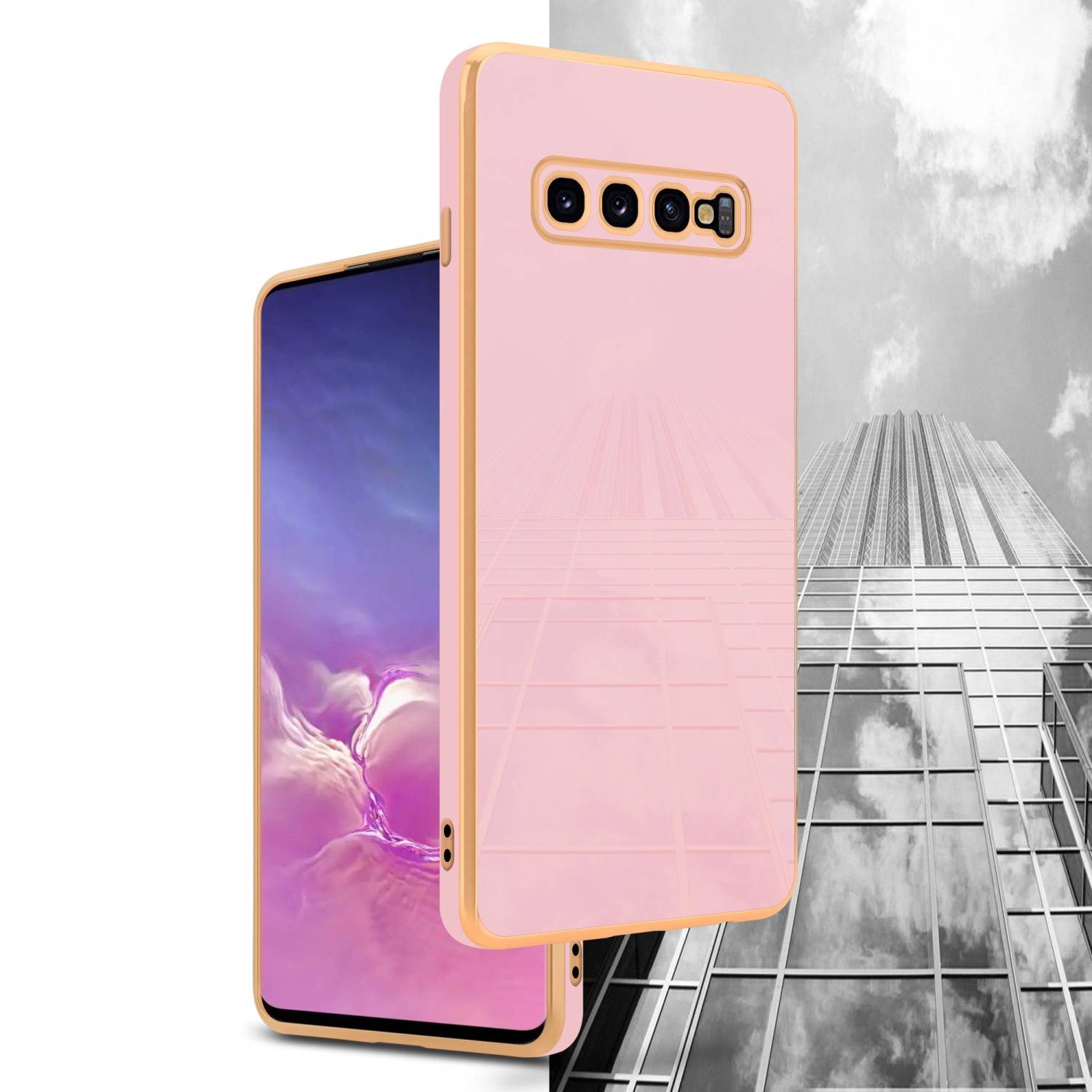 Cadorabo Schutzhülle für Samsung Galaxy S10 4G Hülle in Rosa Handyhülle TPU Silikon Kameraschutz Etui Case
