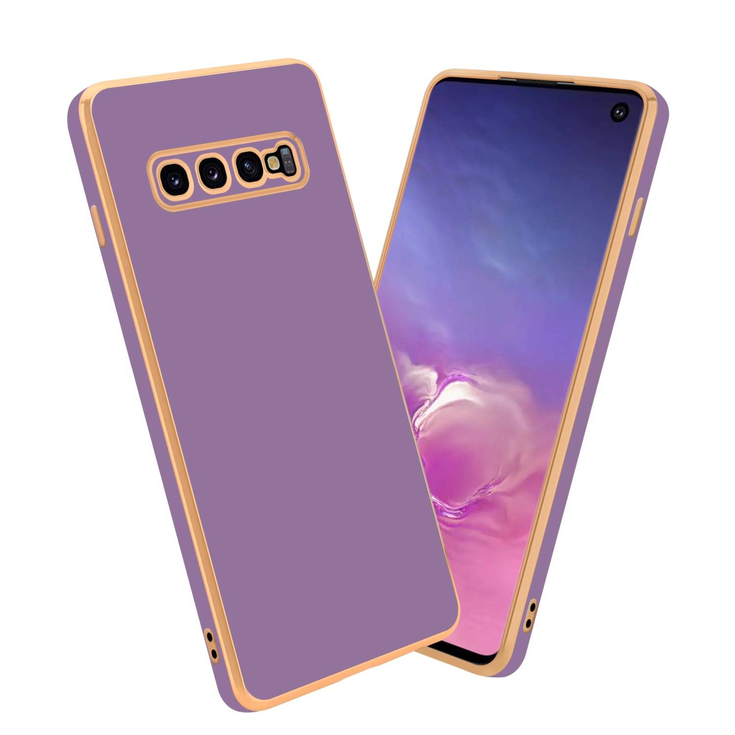 Cadorabo Schutzhülle für Samsung Galaxy S10 4G Hülle in Lila Handyhülle TPU Silikon Kameraschutz Etui Case