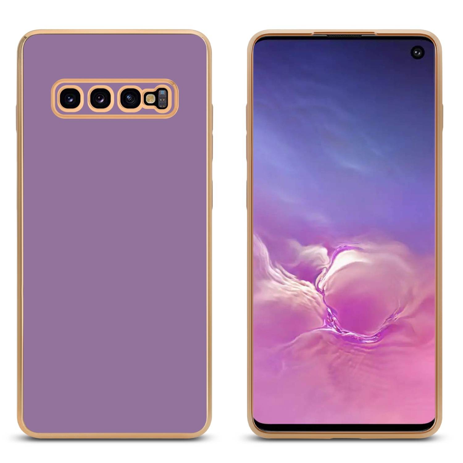 Cadorabo Schutzhülle für Samsung Galaxy S10 4G Hülle in Lila Handyhülle TPU Silikon Kameraschutz Etui Case