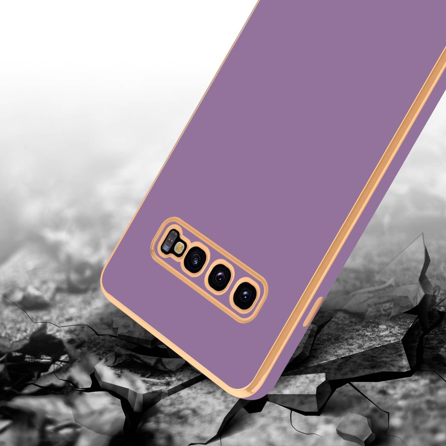 Cadorabo Schutzhülle für Samsung Galaxy S10 PLUS Hülle in Lila Handyhülle TPU Silikon Kameraschutz Etui Case