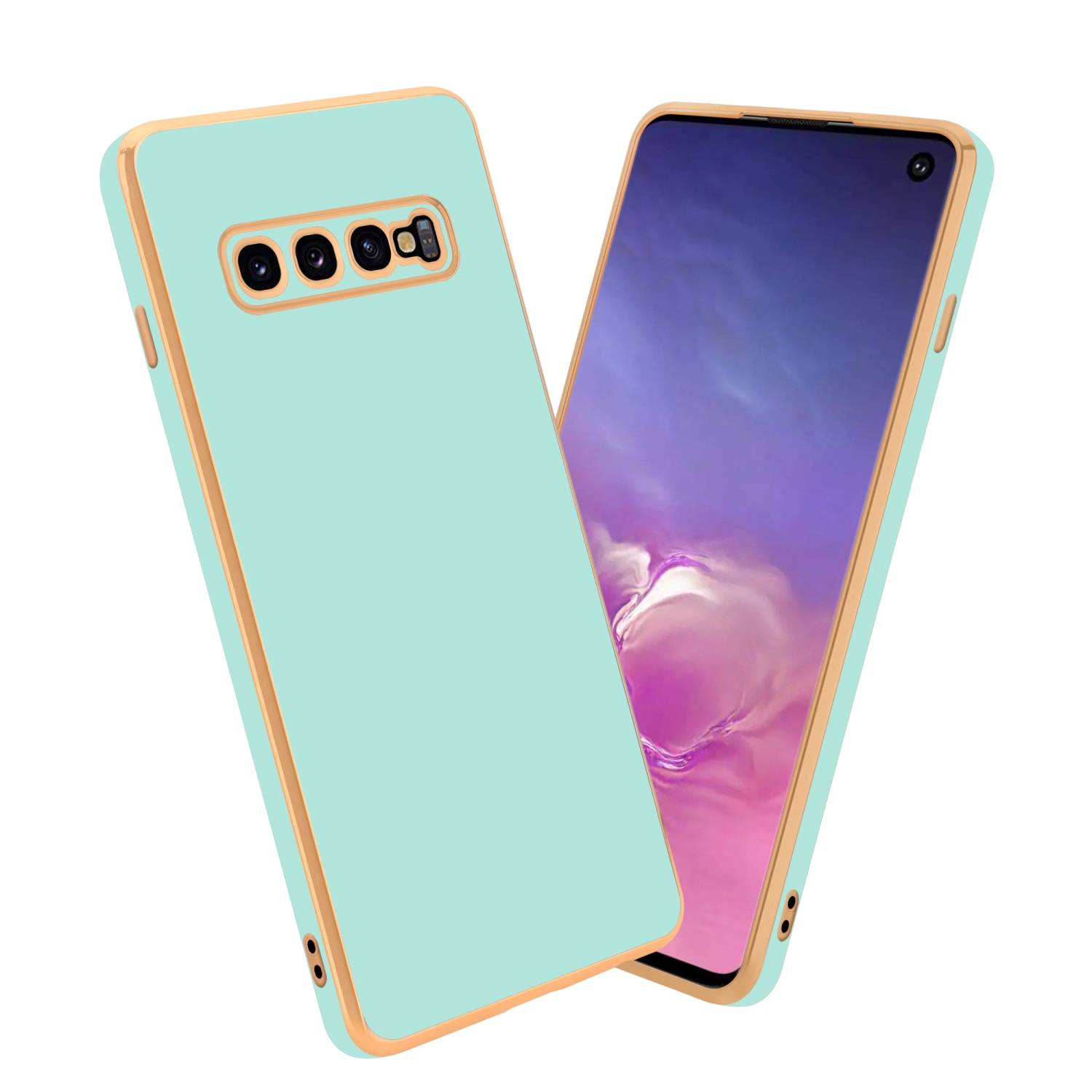 Cadorabo Schutzhülle für Samsung Galaxy S10 PLUS Hülle in Grün Handyhülle TPU Silikon Kameraschutz Etui Case