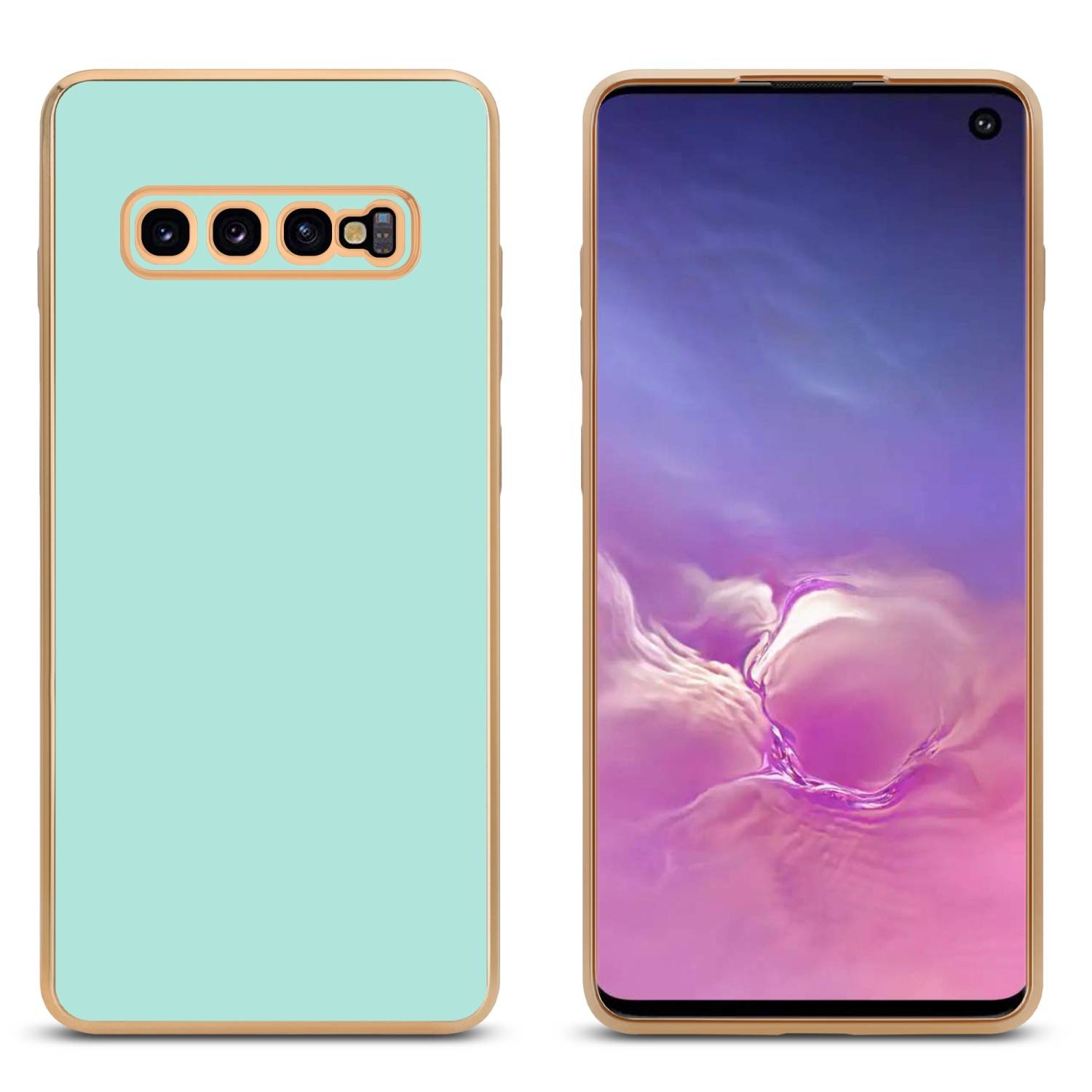 Cadorabo Schutzhülle für Samsung Galaxy S10 PLUS Hülle in Grün Handyhülle TPU Silikon Kameraschutz Etui Case