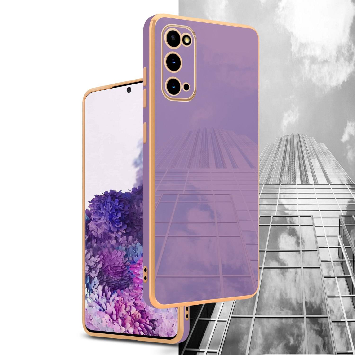 Cadorabo Schutzhülle für Samsung Galaxy S20 Hülle in Lila Handyhülle TPU Silikon Kameraschutz Etui Case