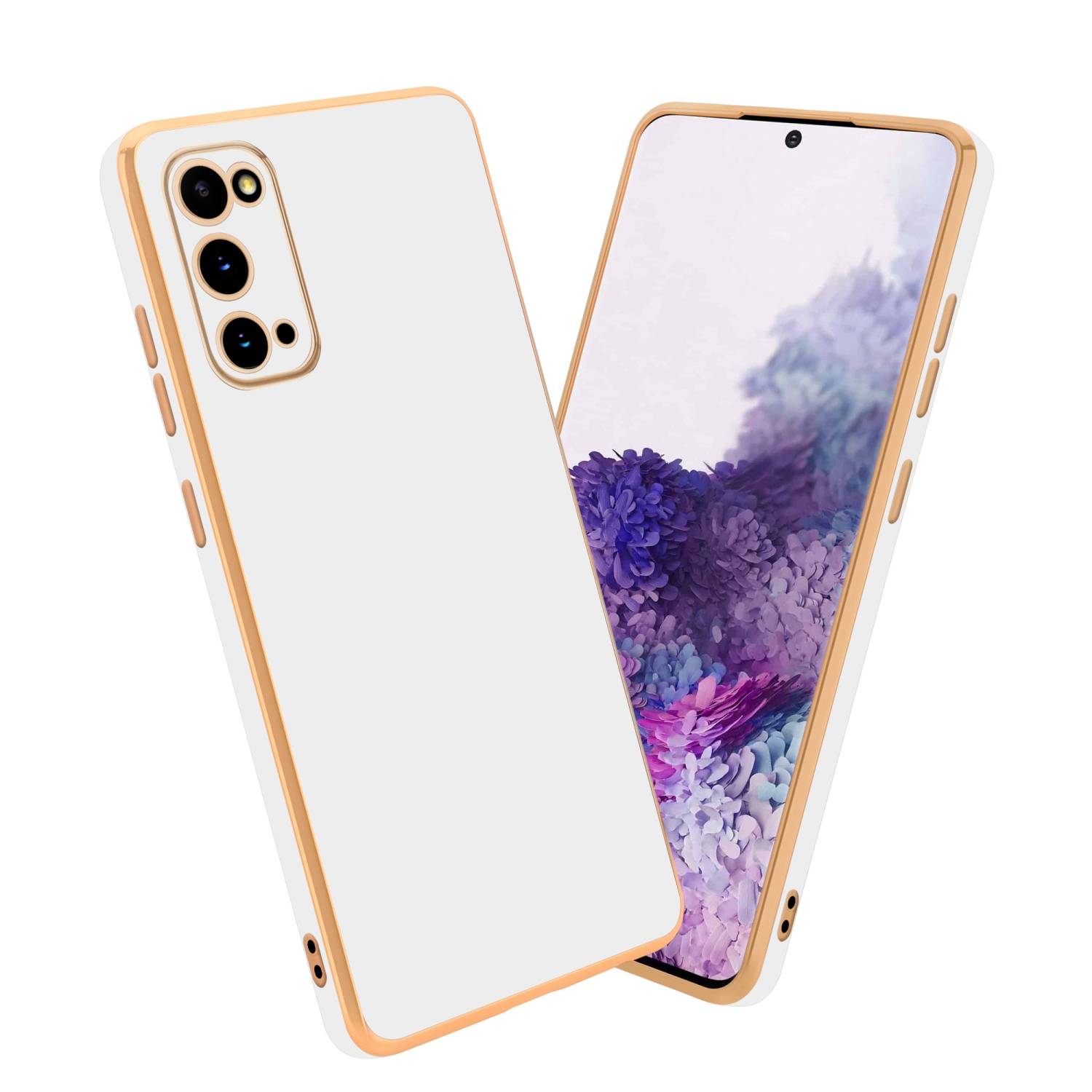 Cadorabo Schutzhülle für Samsung Galaxy S20 Hülle in Weiß Handyhülle TPU Silikon Kameraschutz Etui Case