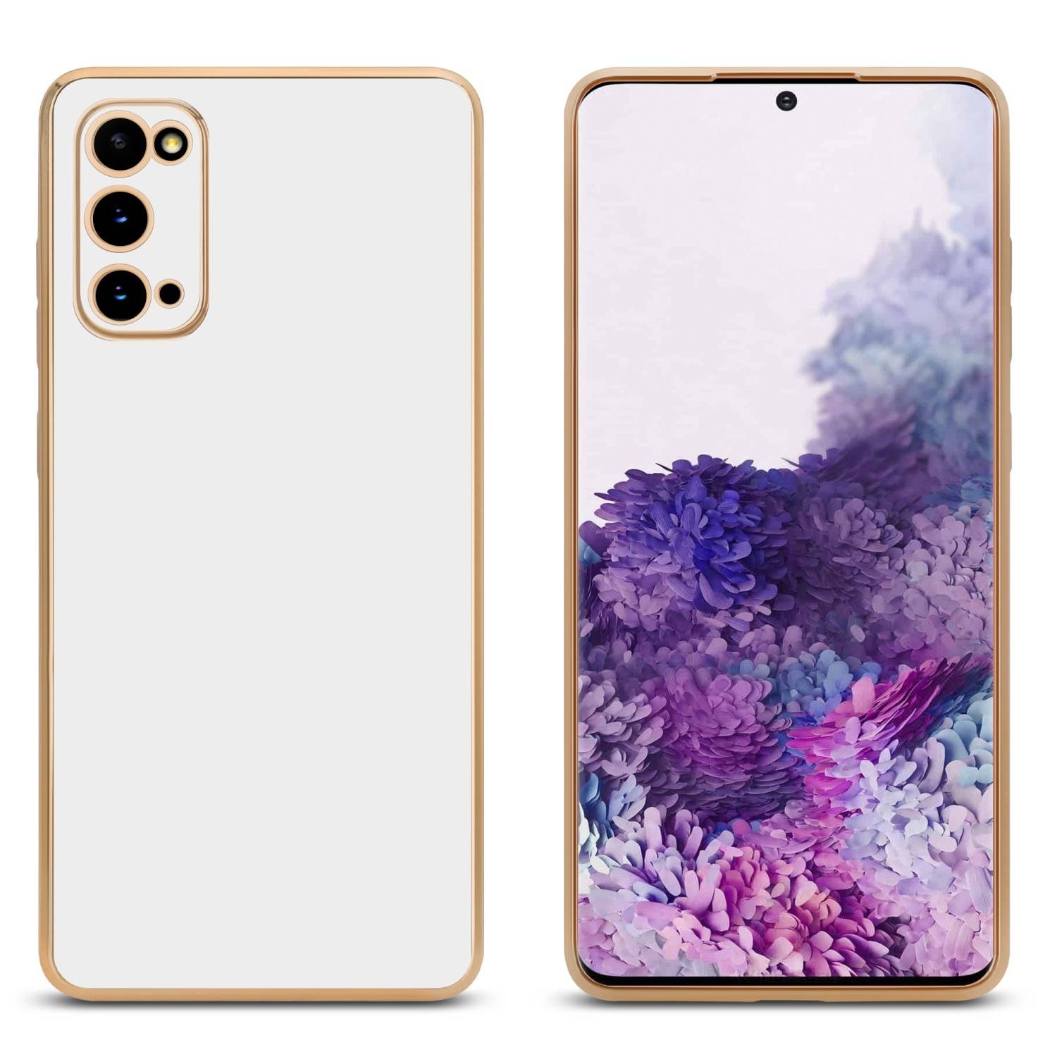 Cadorabo Schutzhülle für Samsung Galaxy S20 Hülle in Weiß Handyhülle TPU Silikon Kameraschutz Etui Case