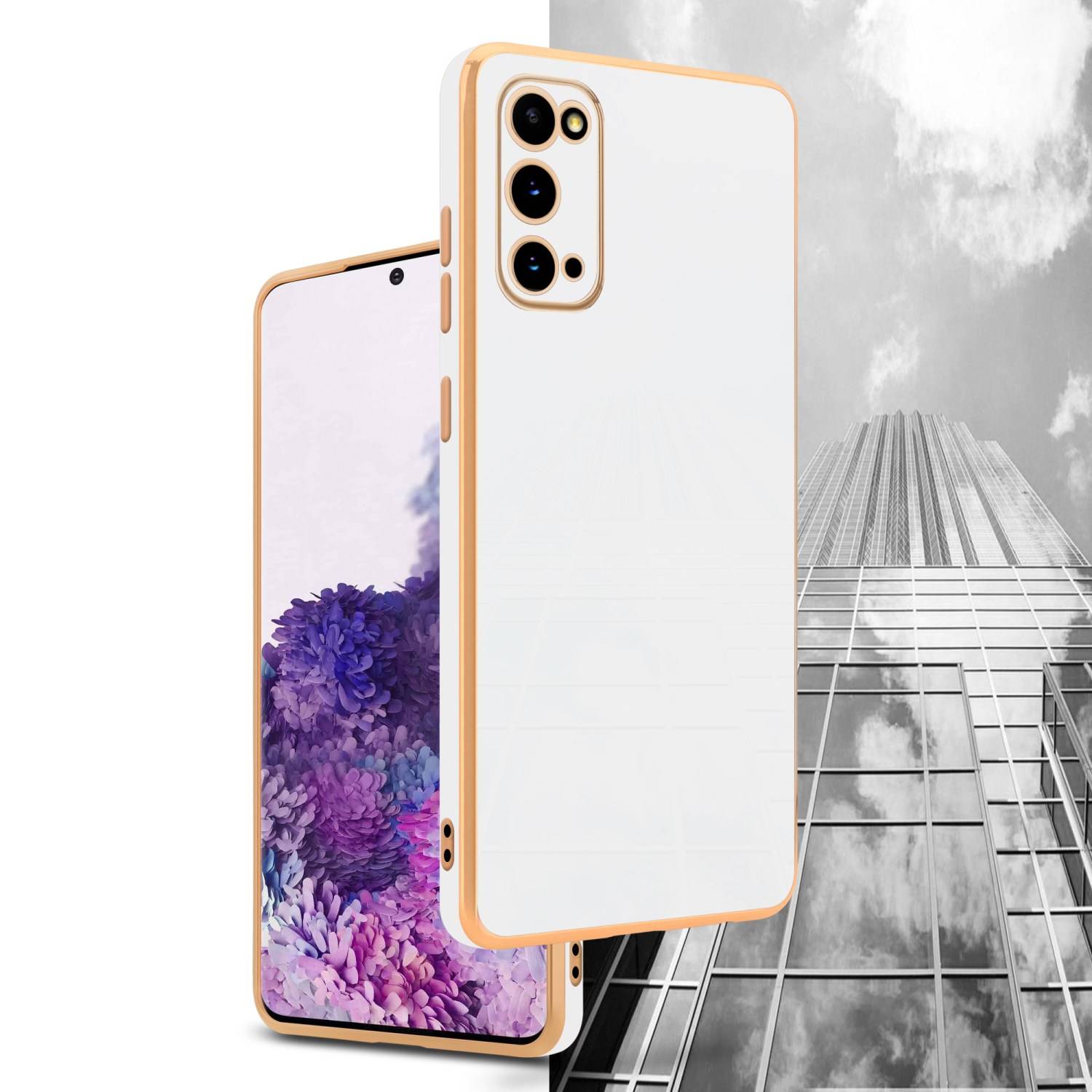 Cadorabo Schutzhülle für Samsung Galaxy S20 Hülle in Weiß Handyhülle TPU Silikon Kameraschutz Etui Case
