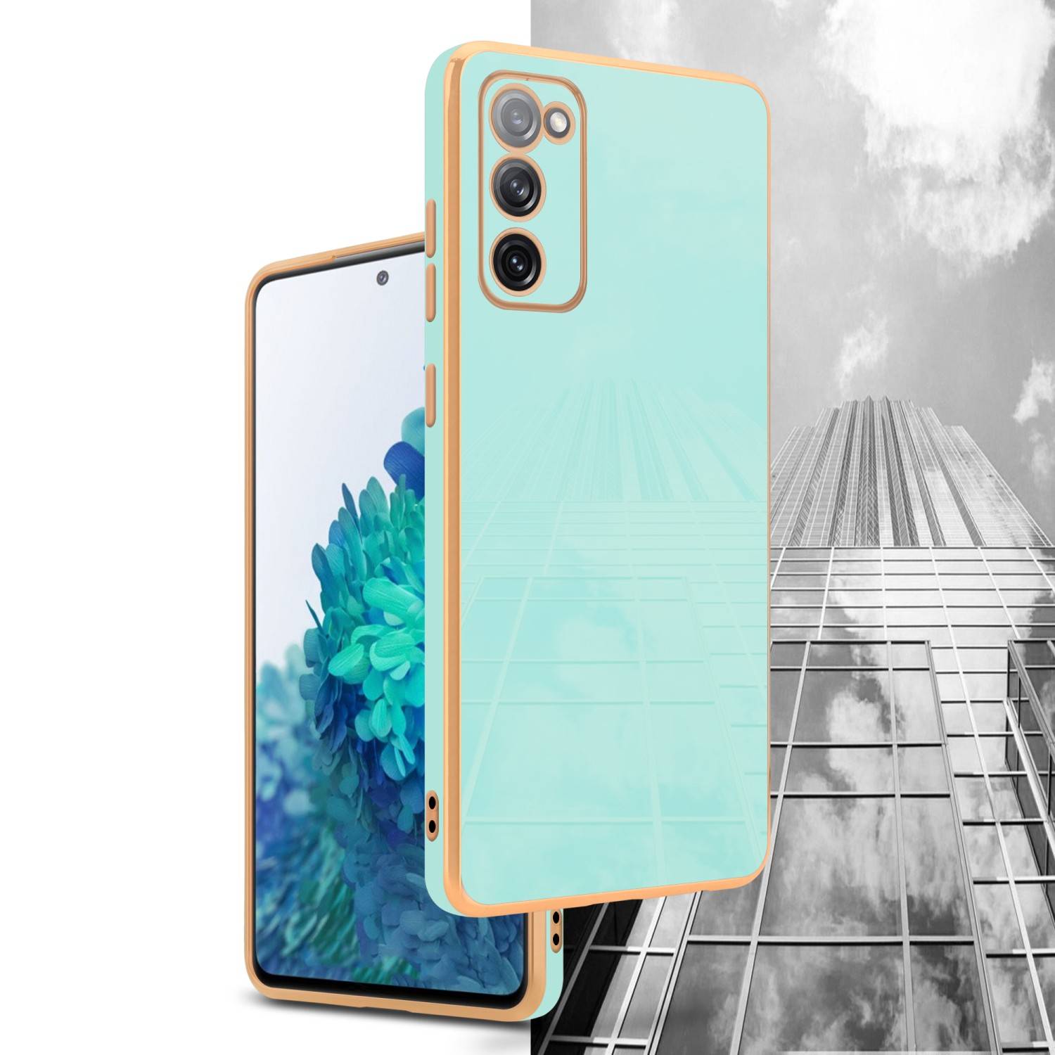 Cadorabo Schutzhülle für Samsung Galaxy S20 FE Hülle in Grün Handyhülle TPU Silikon Kameraschutz Etui Case