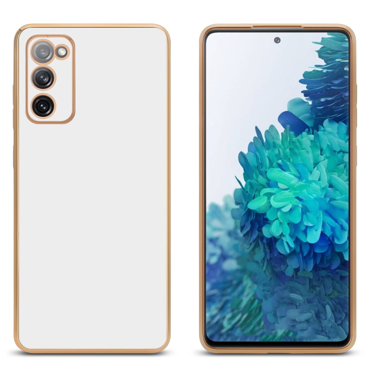 Cadorabo Schutzhülle für Samsung Galaxy S20 FE Hülle in Weiß Handyhülle TPU Silikon Kameraschutz Etui Case