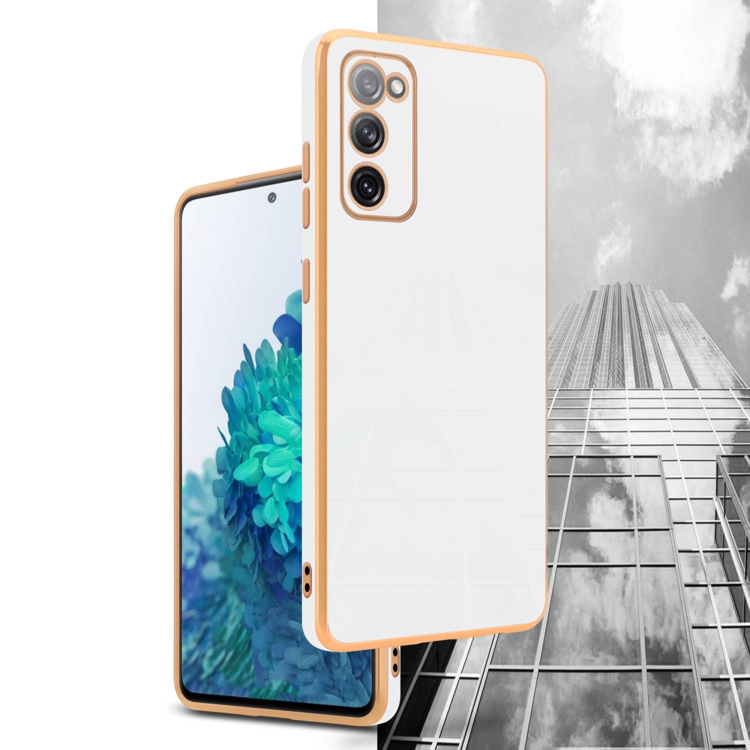 Cadorabo Schutzhülle für Samsung Galaxy S20 FE Hülle in Weiß Handyhülle TPU Silikon Kameraschutz Etui Case