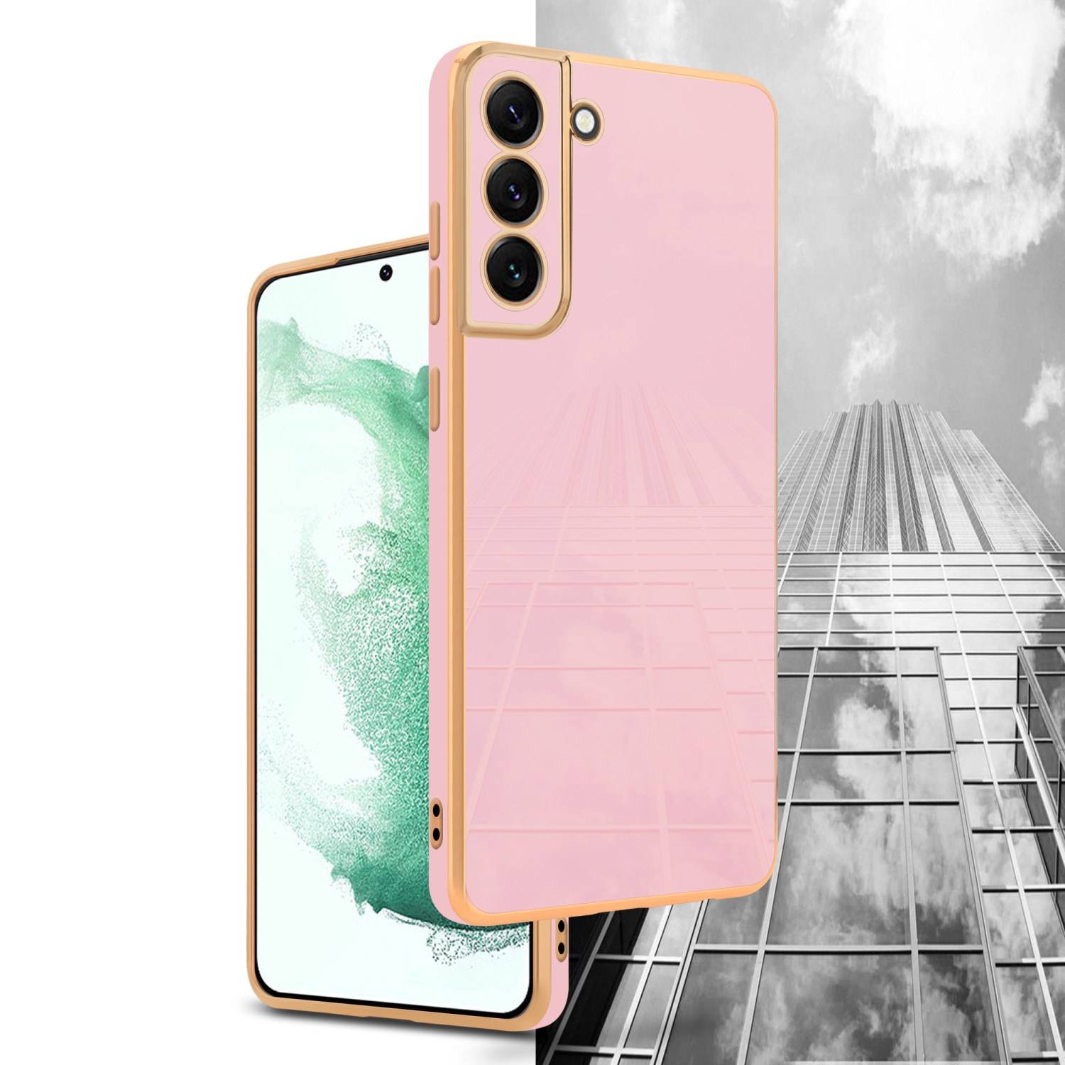 Cadorabo Schutzhülle für Samsung Galaxy S21 5G Hülle in Rosa Handyhülle TPU Silikon Kameraschutz Etui Case