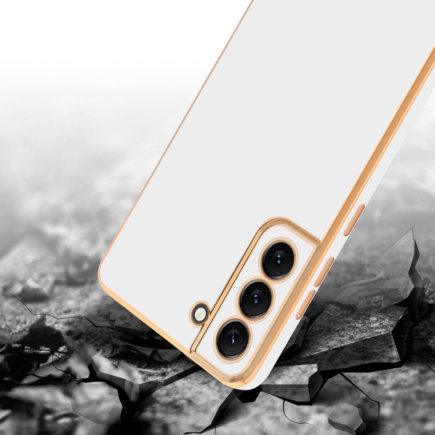 Cadorabo Schutzhülle für Samsung Galaxy S21 PLUS Hülle in Weiß Handyhülle TPU Silikon Kameraschutz Etui Case