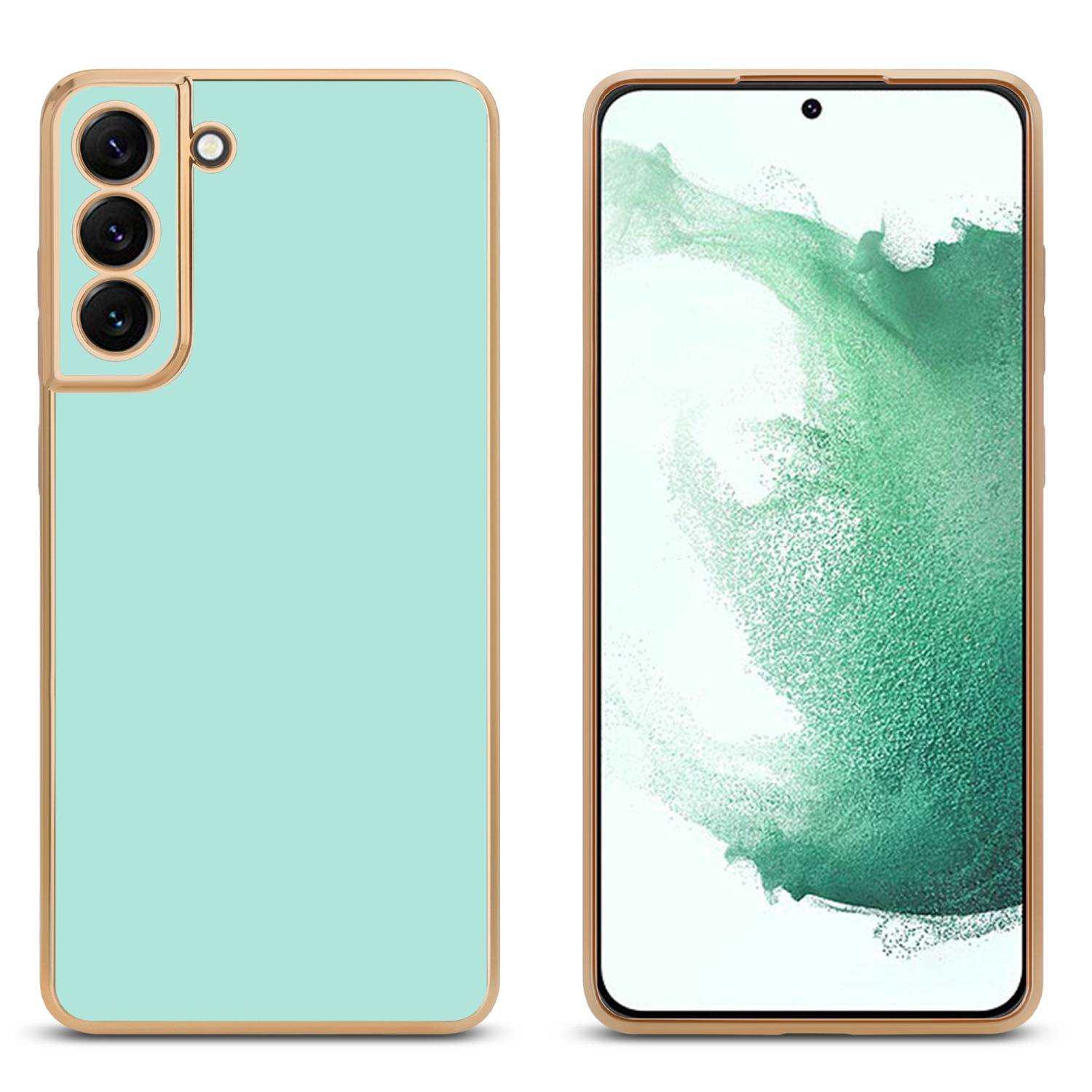 Cadorabo Schutzhülle für Samsung Galaxy S22 Hülle in Grün Handyhülle TPU Silikon Kameraschutz Etui Case