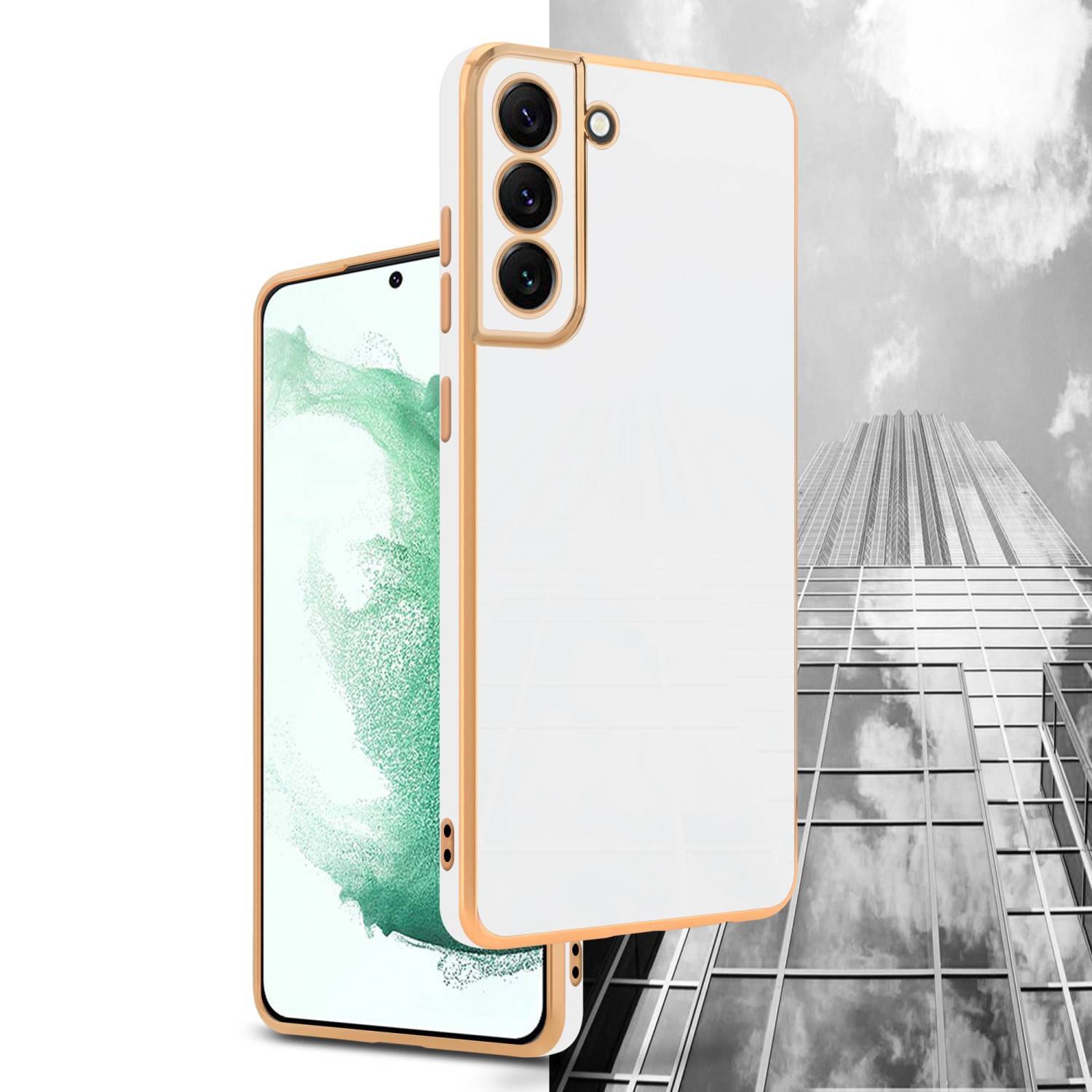 Cadorabo Schutzhülle für Samsung Galaxy S22 PLUS Hülle in Weiß Handyhülle TPU Silikon Kameraschutz Etui Case