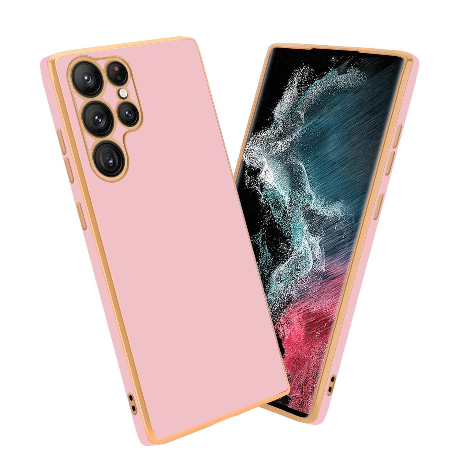 Cadorabo Schutzhülle für Samsung Galaxy S22 ULTRA Hülle in Rosa Handyhülle TPU Silikon Kameraschutz Etui Case