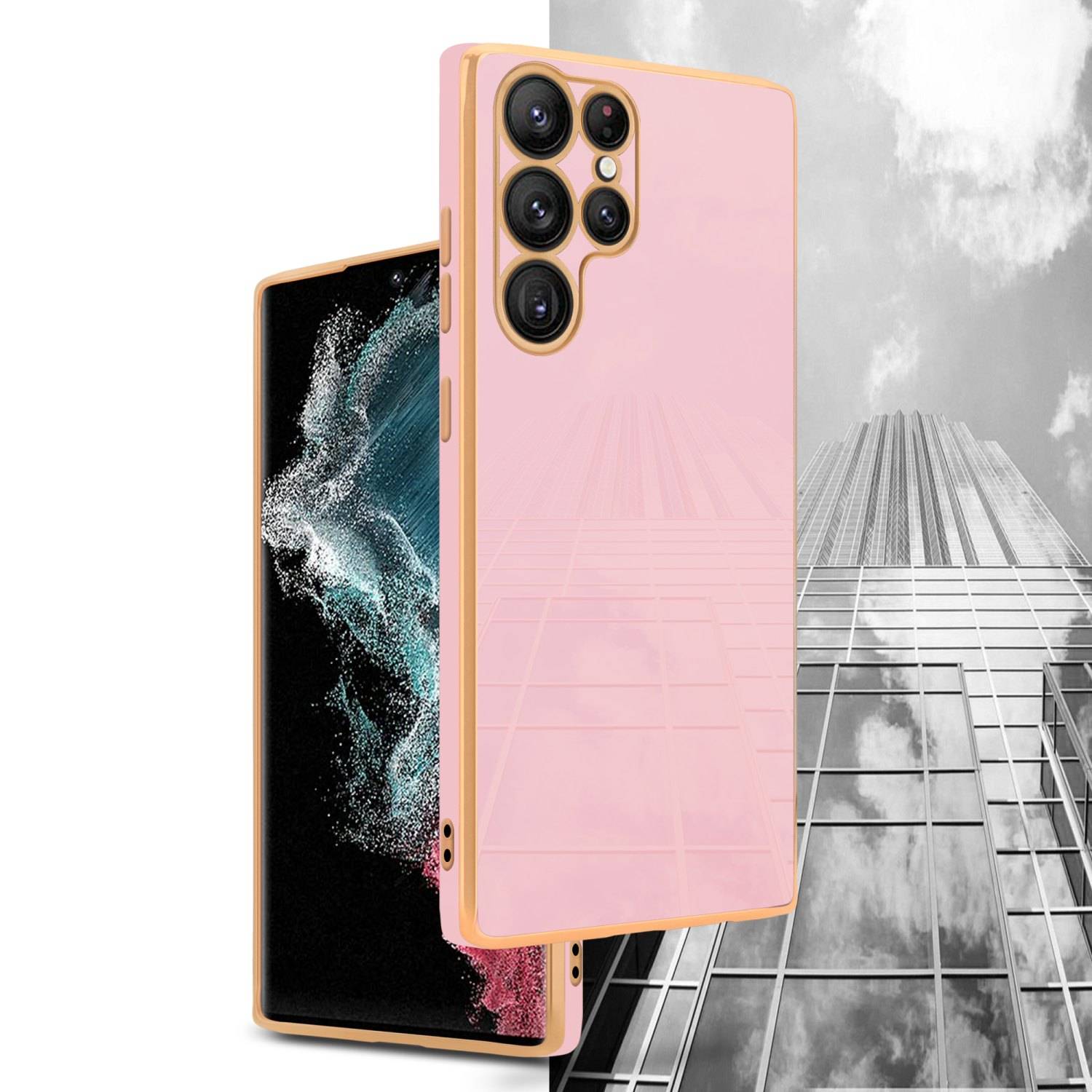 Cadorabo Schutzhülle für Samsung Galaxy S22 ULTRA Hülle in Rosa Handyhülle TPU Silikon Kameraschutz Etui Case
