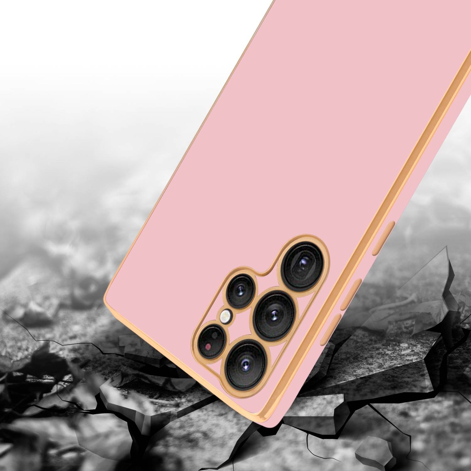 Cadorabo Schutzhülle für Samsung Galaxy S22 ULTRA Hülle in Rosa Handyhülle TPU Silikon Kameraschutz Etui Case