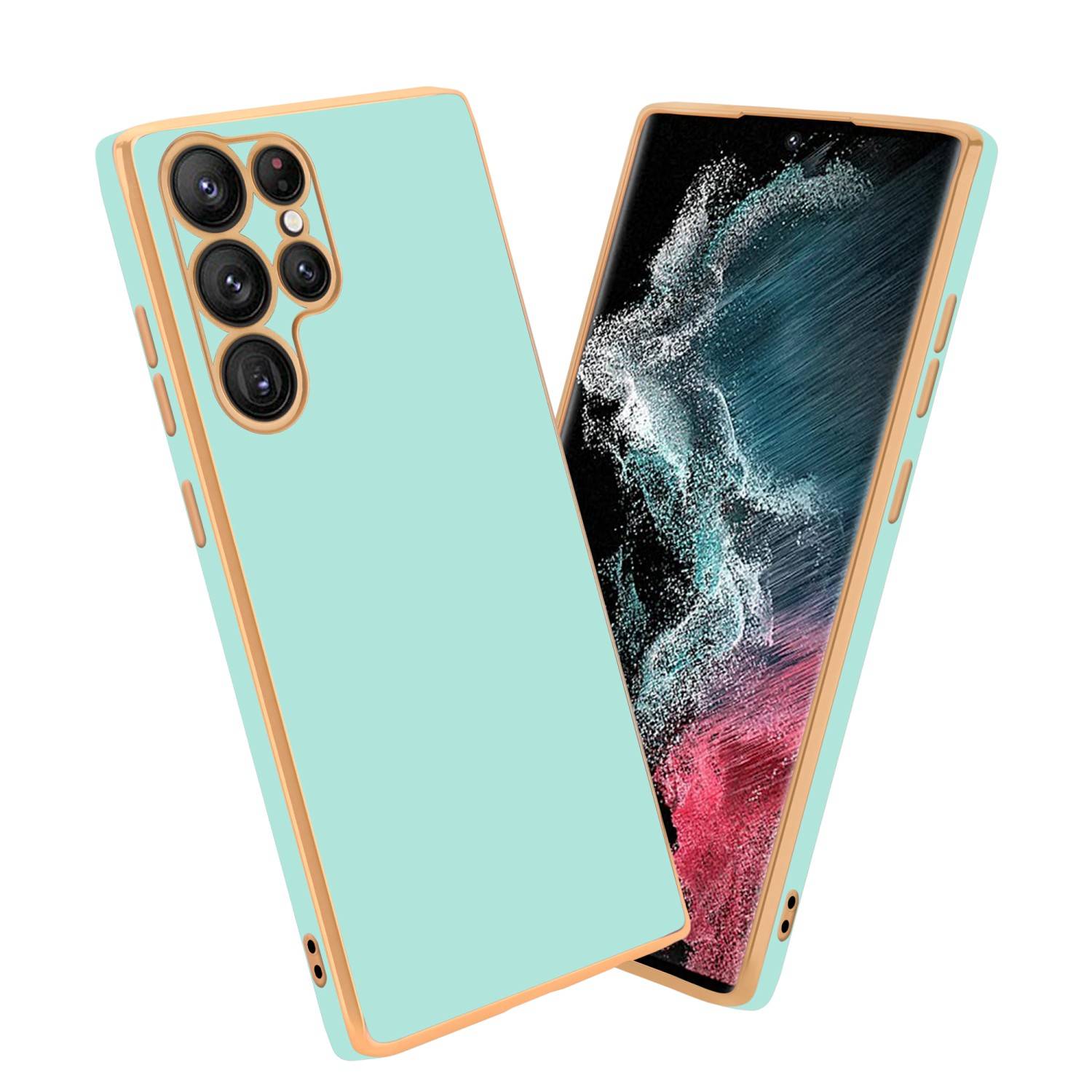 Cadorabo Schutzhülle für Samsung Galaxy S22 ULTRA Hülle in Grün Handyhülle TPU Silikon Kameraschutz Etui Case