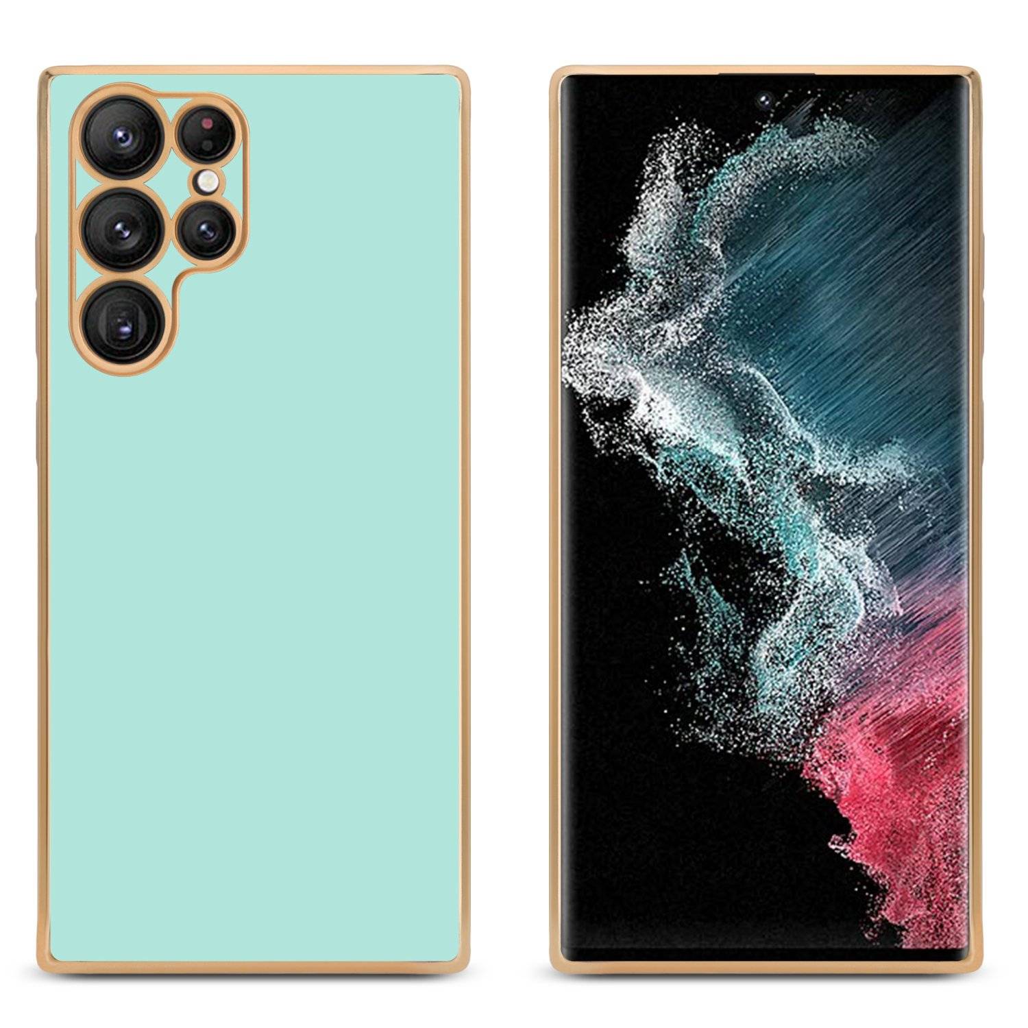 Cadorabo Schutzhülle für Samsung Galaxy S22 ULTRA Hülle in Grün Handyhülle TPU Silikon Kameraschutz Etui Case