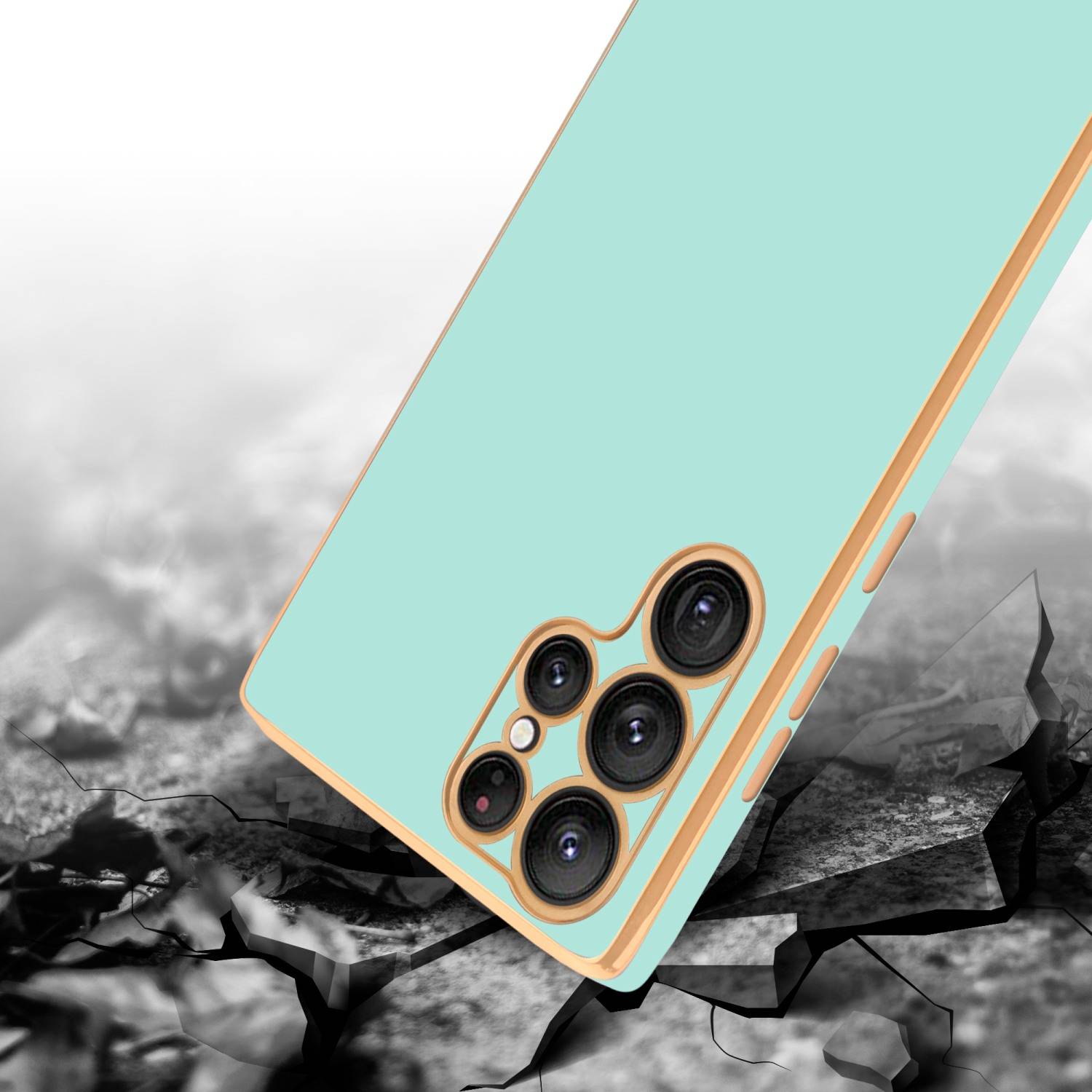 Cadorabo Schutzhülle für Samsung Galaxy S22 ULTRA Hülle in Grün Handyhülle TPU Silikon Kameraschutz Etui Case