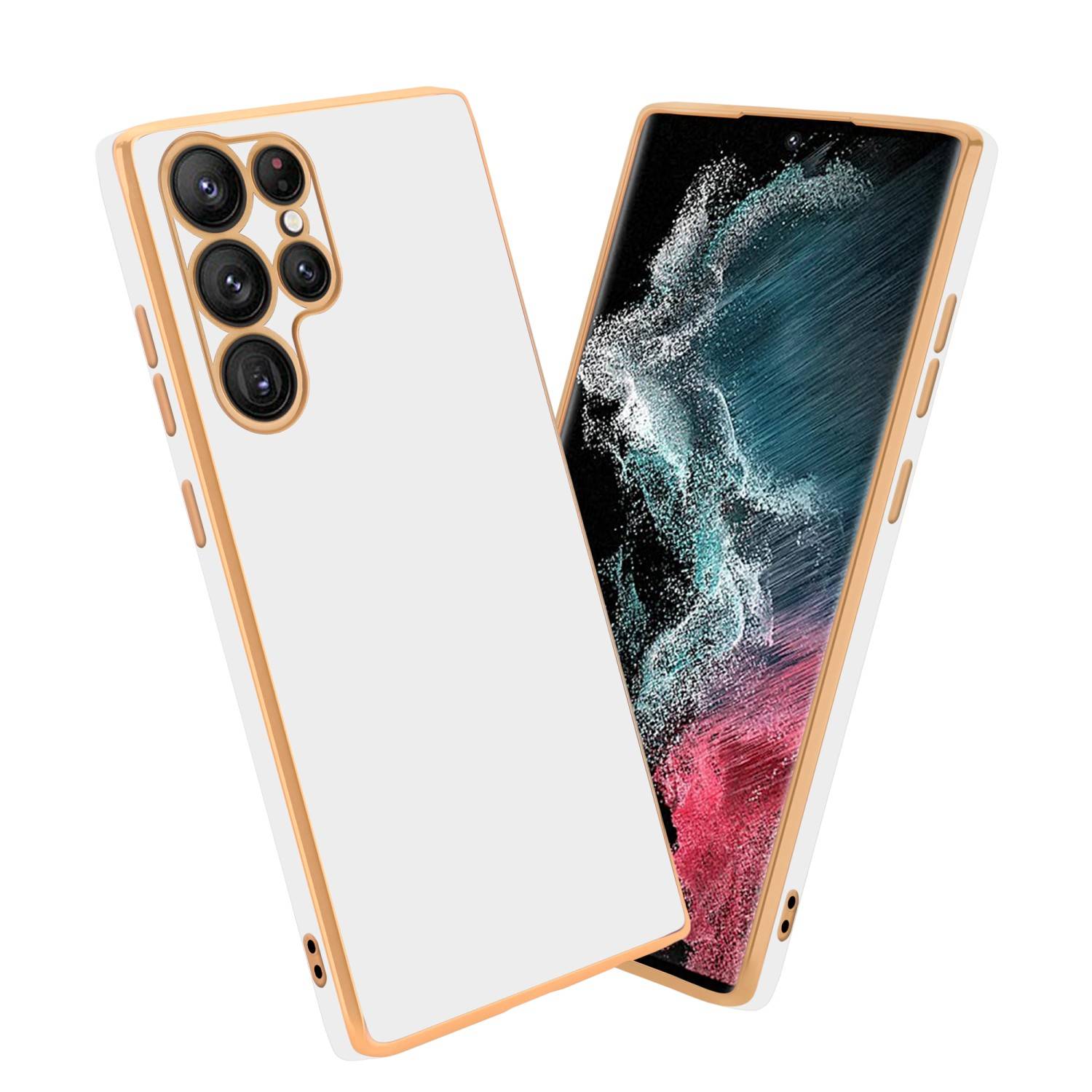 Cadorabo Schutzhülle für Samsung Galaxy S22 ULTRA Hülle in Weiß Handyhülle TPU Silikon Kameraschutz Etui Case