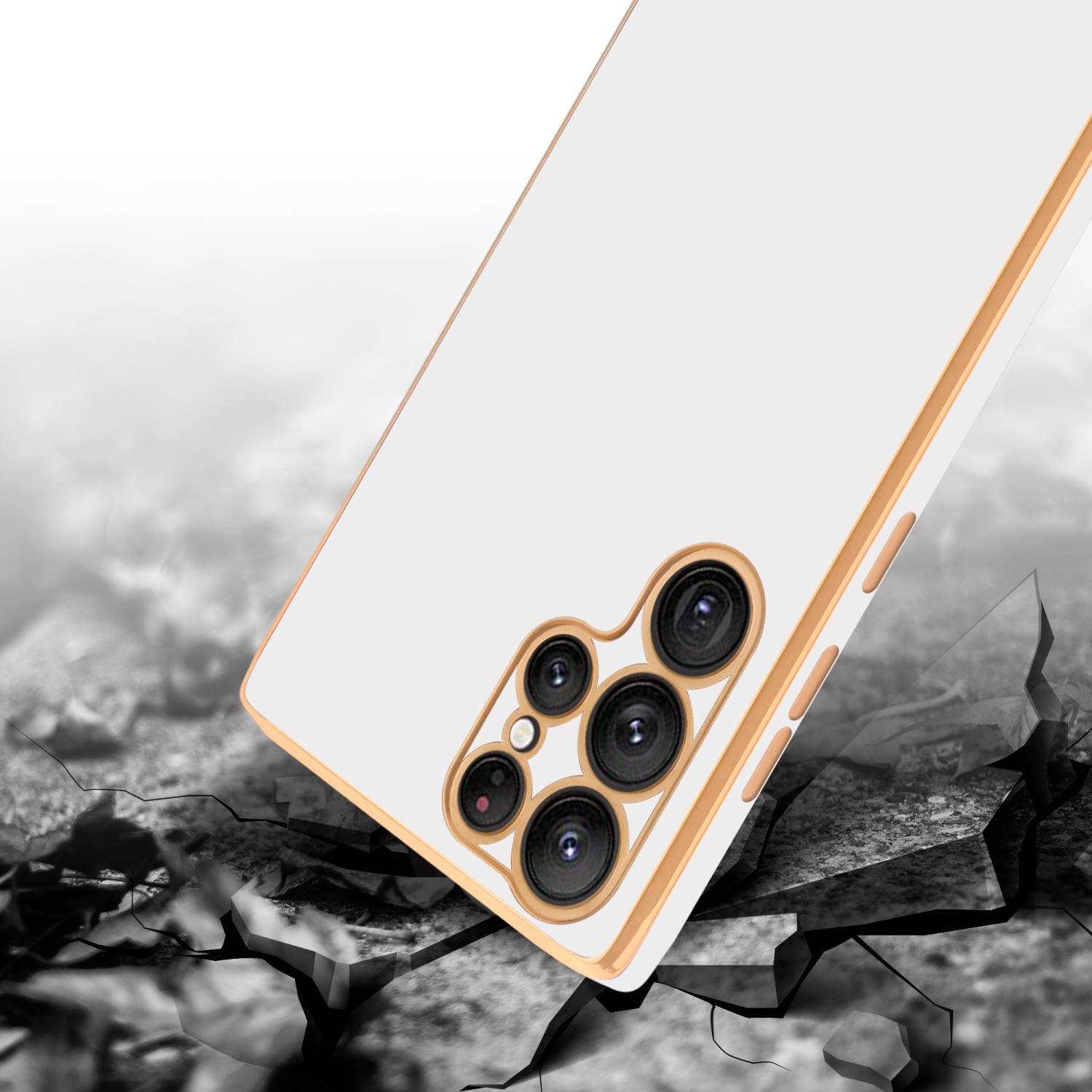 Cadorabo Schutzhülle für Samsung Galaxy S22 ULTRA Hülle in Weiß Handyhülle TPU Silikon Kameraschutz Etui Case