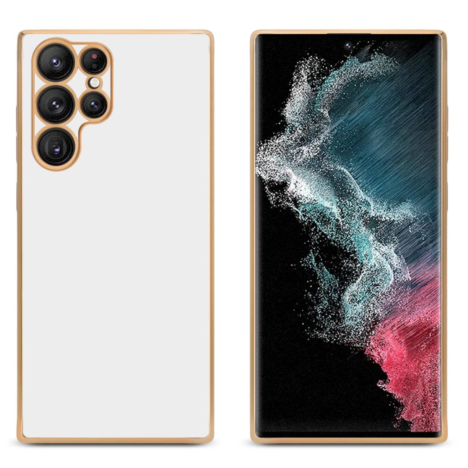 Cadorabo Schutzhülle für Samsung Galaxy S22 ULTRA Hülle in Weiß Handyhülle TPU Silikon Kameraschutz Etui Case