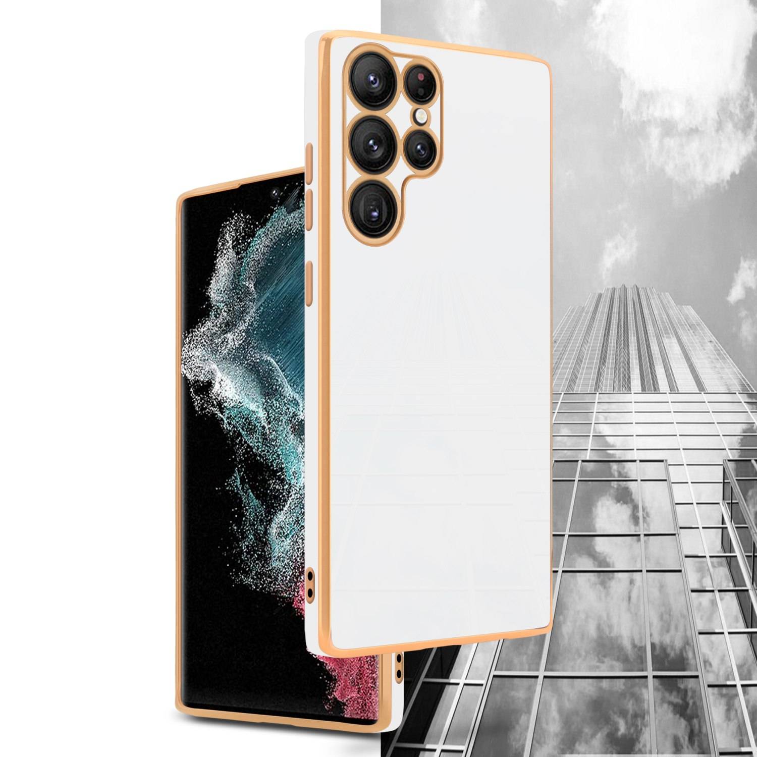 Cadorabo Schutzhülle für Samsung Galaxy S22 ULTRA Hülle in Weiß Handyhülle TPU Silikon Kameraschutz Etui Case