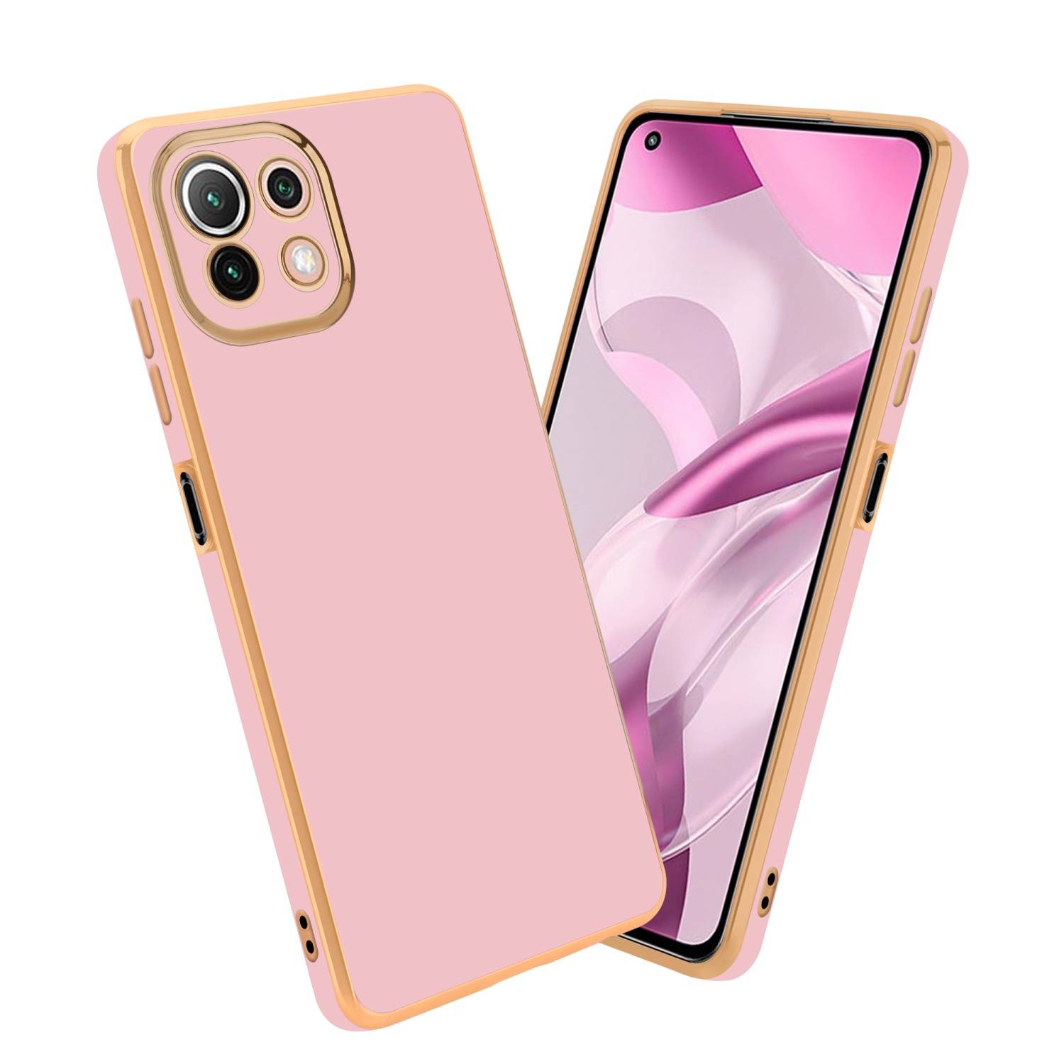 Cadorabo Schutzhülle für Xiaomi Mi 11 LITE (4G / 5G) / 11 LITE NE Hülle in Rosa Handyhülle TPU Silikon Kameraschutz Etui