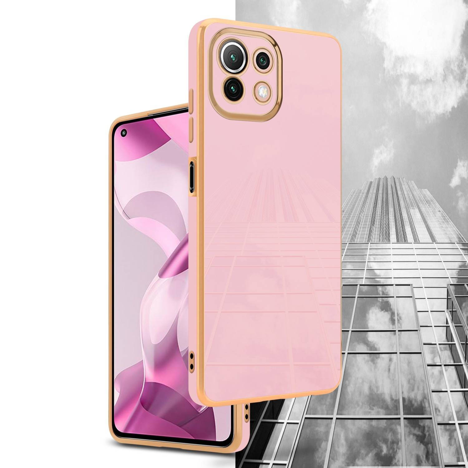 Cadorabo Schutzhülle für Xiaomi Mi 11 LITE (4G / 5G) / 11 LITE NE Hülle in Rosa Handyhülle TPU Silikon Kameraschutz Etui