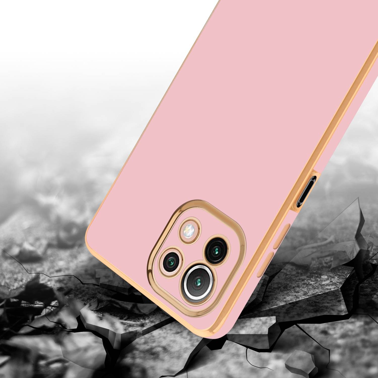 Cadorabo Schutzhülle für Xiaomi Mi 11 LITE (4G / 5G) / 11 LITE NE Hülle in Rosa Handyhülle TPU Silikon Kameraschutz Etui