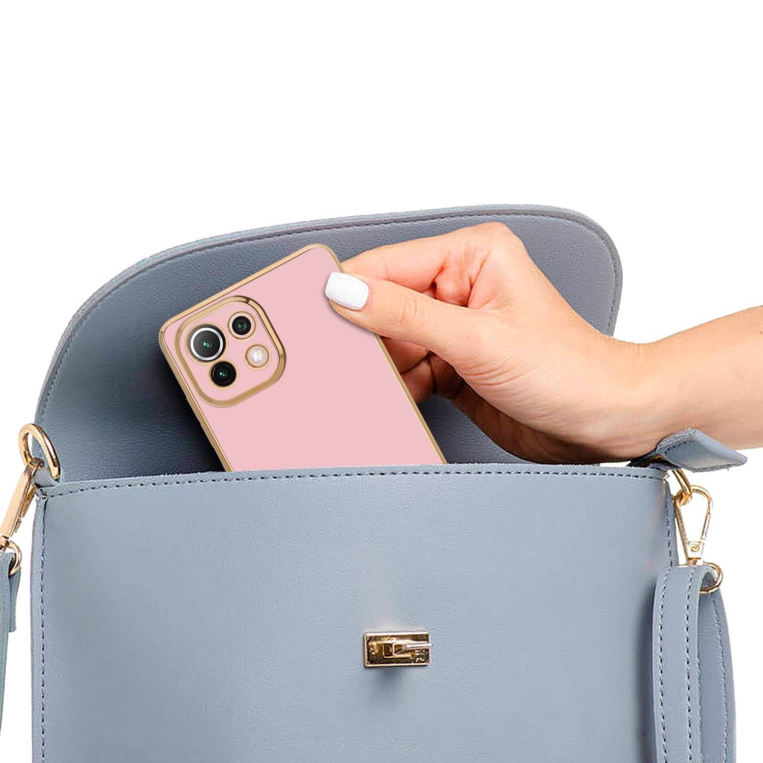 Cadorabo Schutzhülle für Xiaomi Mi 11 LITE (4G / 5G) / 11 LITE NE Hülle in Rosa Handyhülle TPU Silikon Kameraschutz Etui