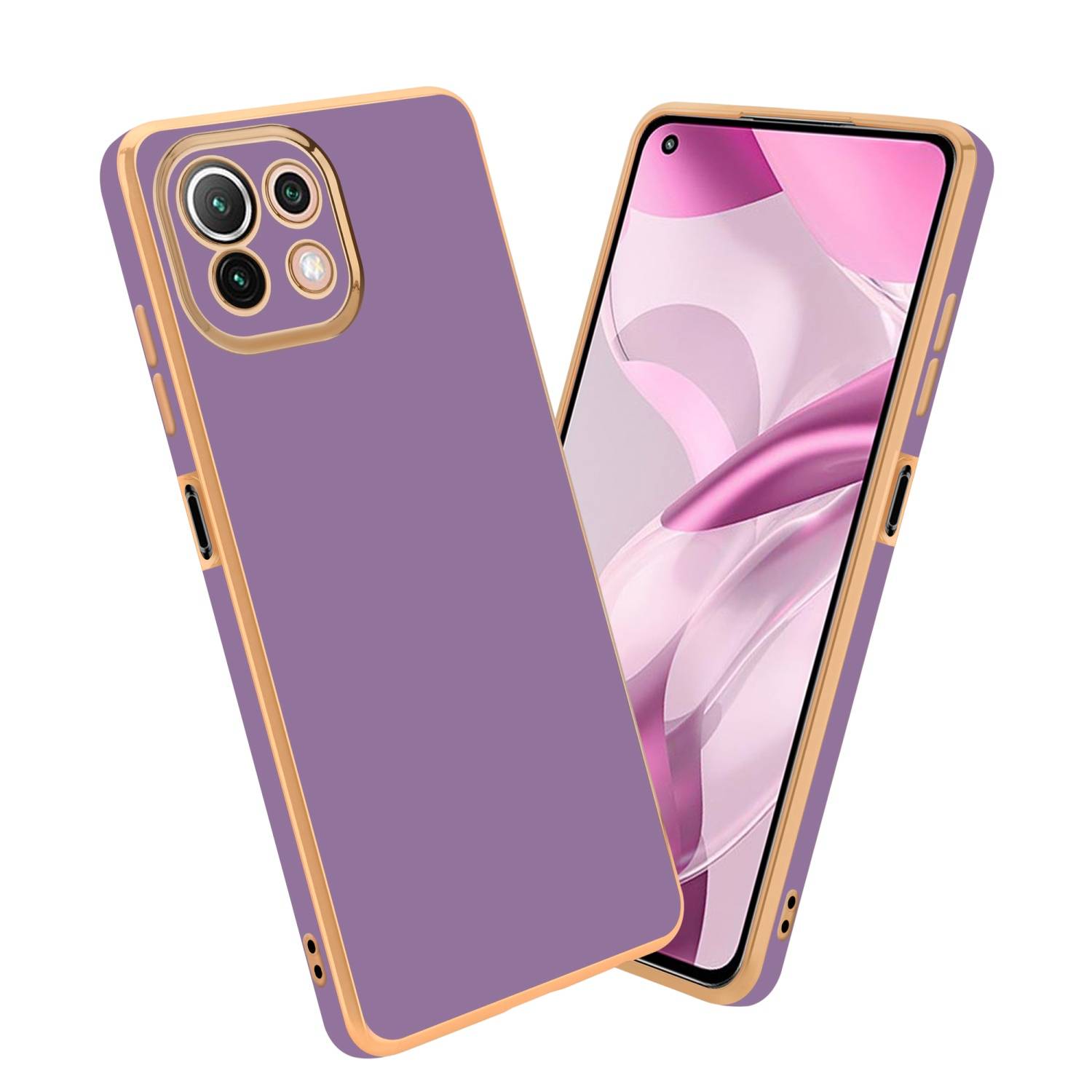 Cadorabo Schutzhülle für Xiaomi Mi 11 LITE (4G / 5G) / 11 LITE NE Hülle in Lila Handyhülle TPU Silikon Kameraschutz Etui