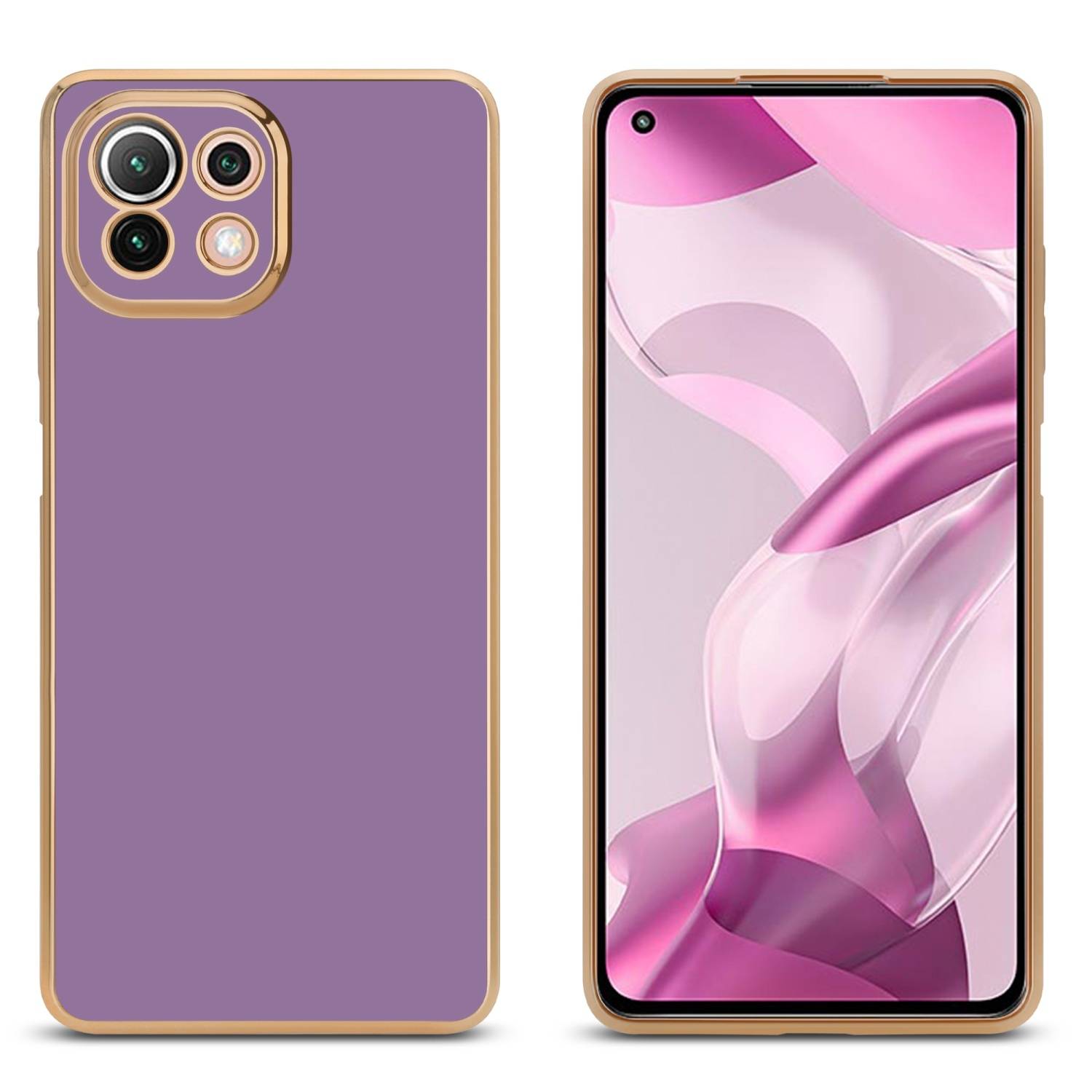 Cadorabo Schutzhülle für Xiaomi Mi 11 LITE (4G / 5G) / 11 LITE NE Hülle in Lila Handyhülle TPU Silikon Kameraschutz Etui
