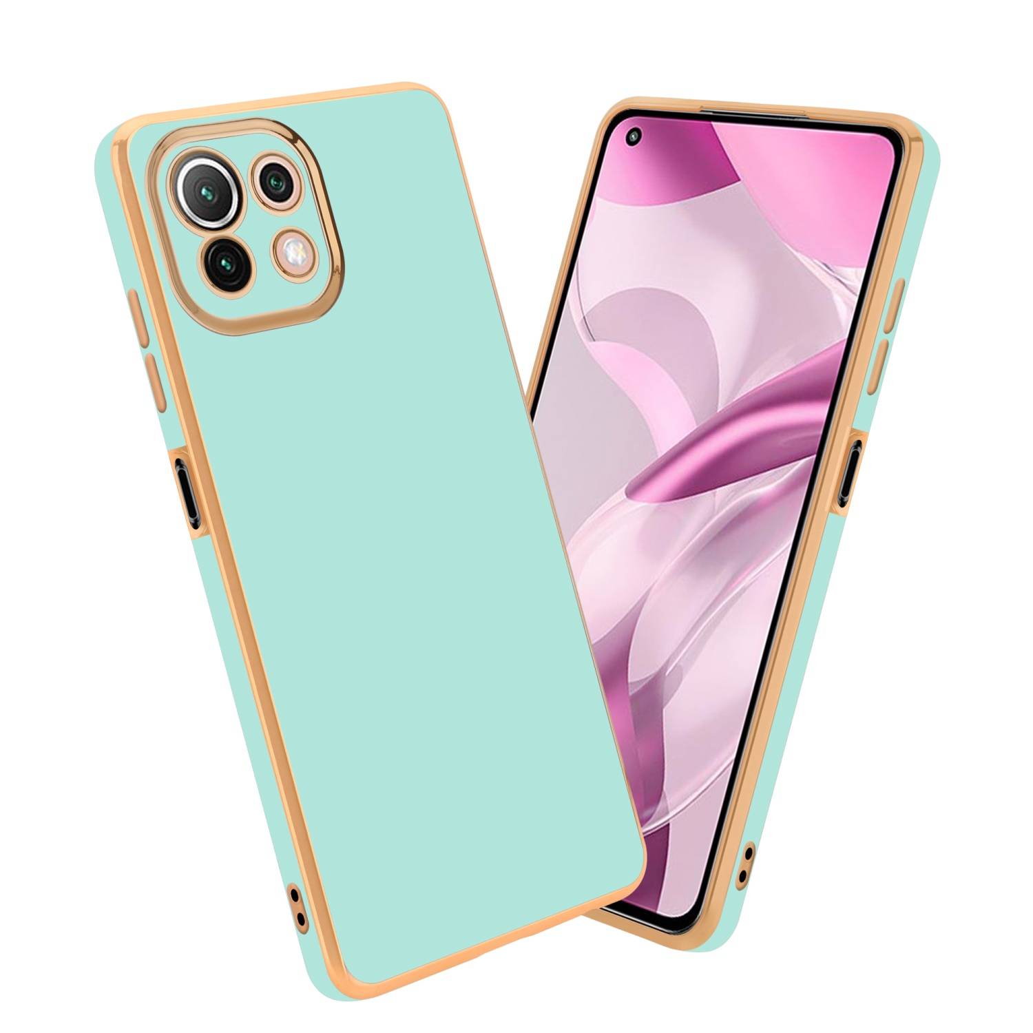 Cadorabo Schutzhülle für Xiaomi Mi 11 LITE (4G / 5G) / 11 LITE NE Hülle in Grün Handyhülle TPU Silikon Kameraschutz Etui