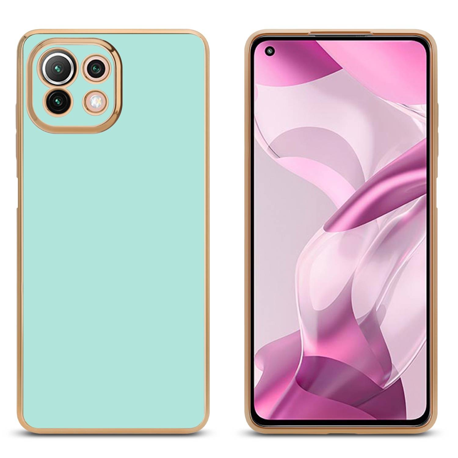Cadorabo Schutzhülle für Xiaomi Mi 11 LITE (4G / 5G) / 11 LITE NE Hülle in Grün Handyhülle TPU Silikon Kameraschutz Etui