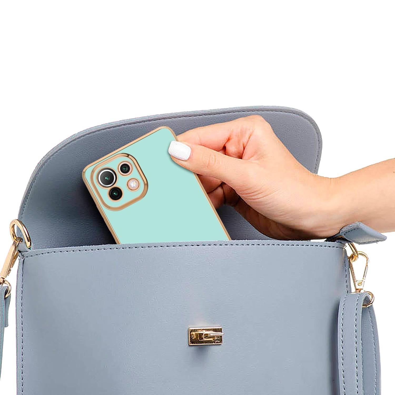 Cadorabo Schutzhülle für Xiaomi Mi 11 LITE (4G / 5G) / 11 LITE NE Hülle in Grün Handyhülle TPU Silikon Kameraschutz Etui