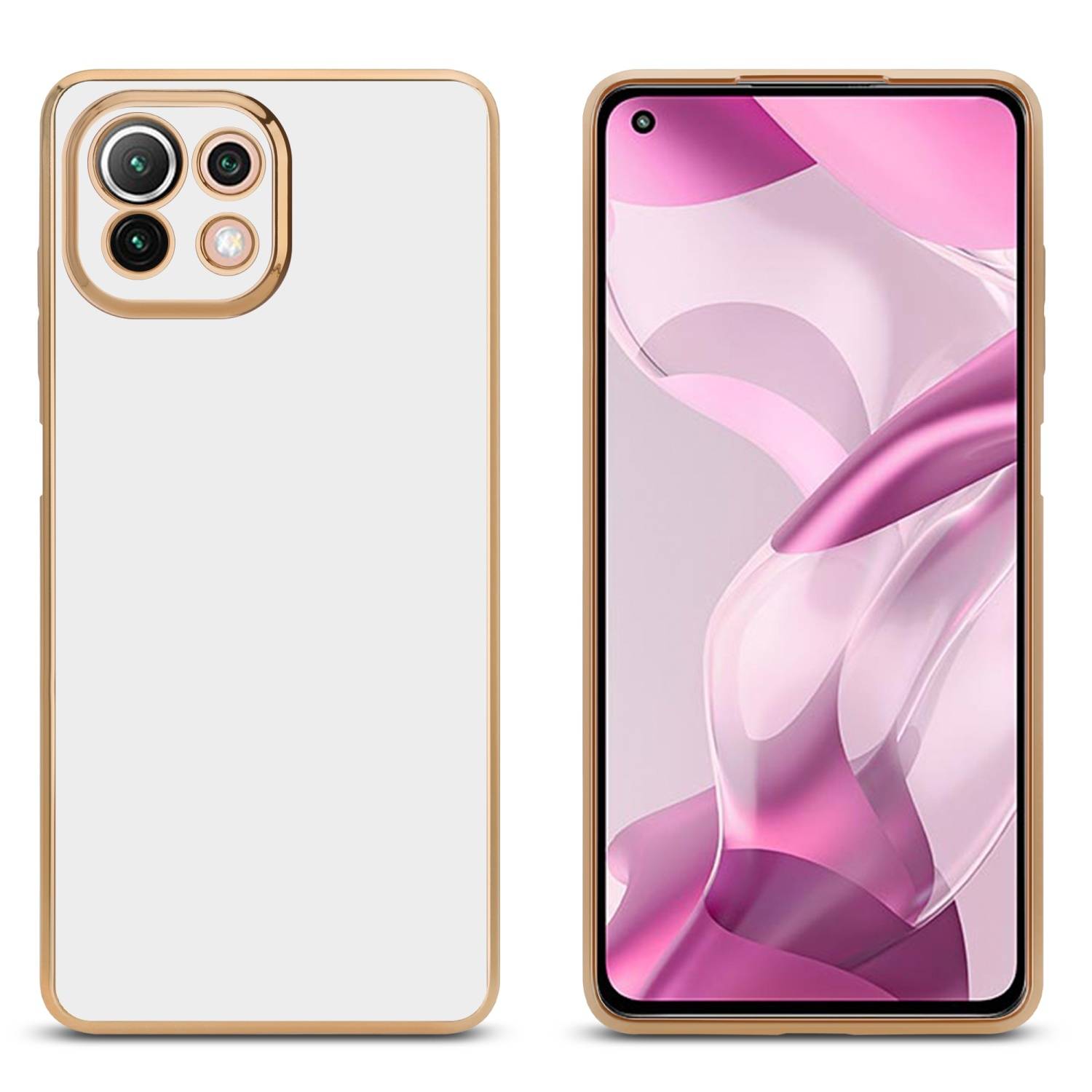 Cadorabo Schutzhülle für Xiaomi Mi 11 LITE (4G / 5G) / 11 LITE NE Hülle in Weiß Handyhülle TPU Silikon Kameraschutz Etui