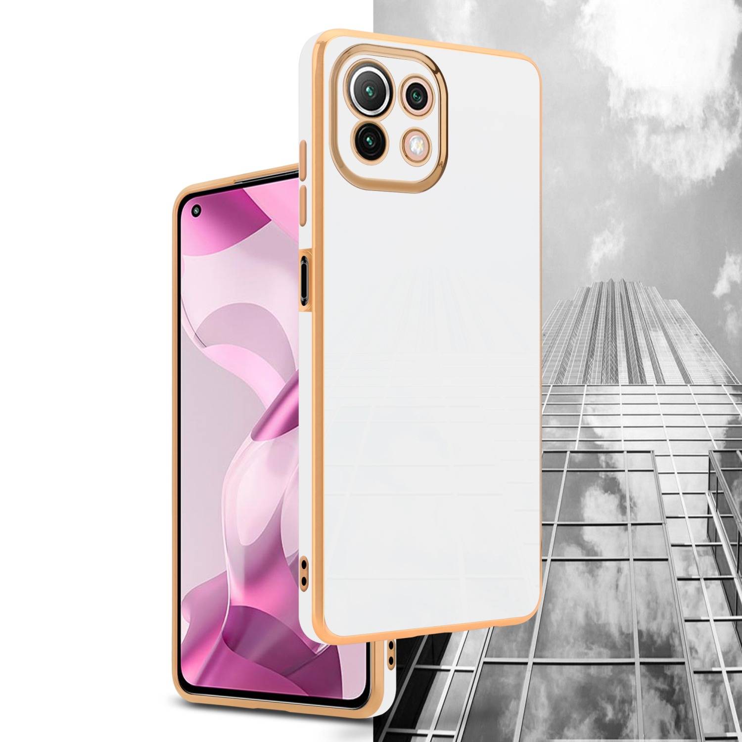 Cadorabo Schutzhülle für Xiaomi Mi 11 LITE (4G / 5G) / 11 LITE NE Hülle in Weiß Handyhülle TPU Silikon Kameraschutz Etui